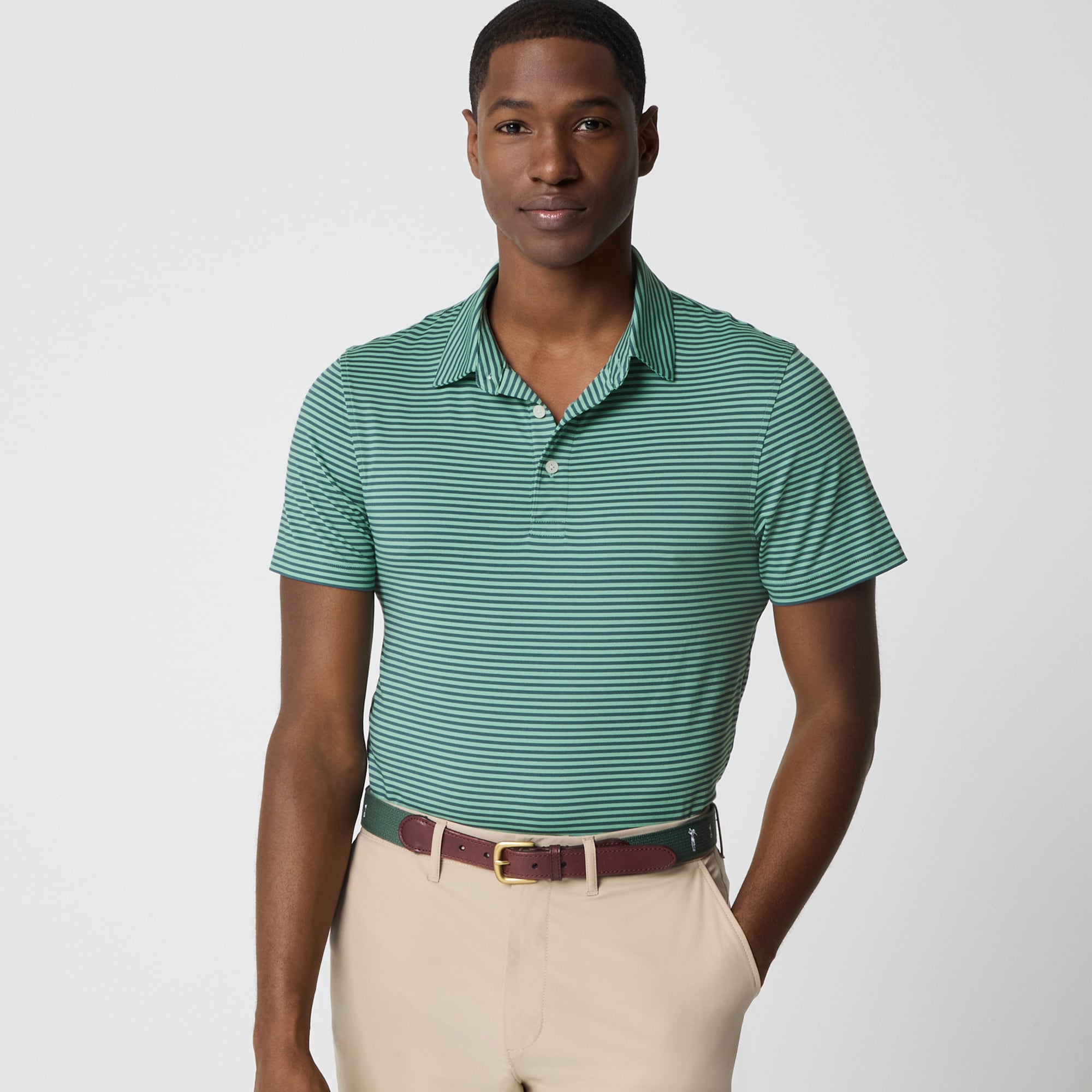 Striped performance polo shirt
