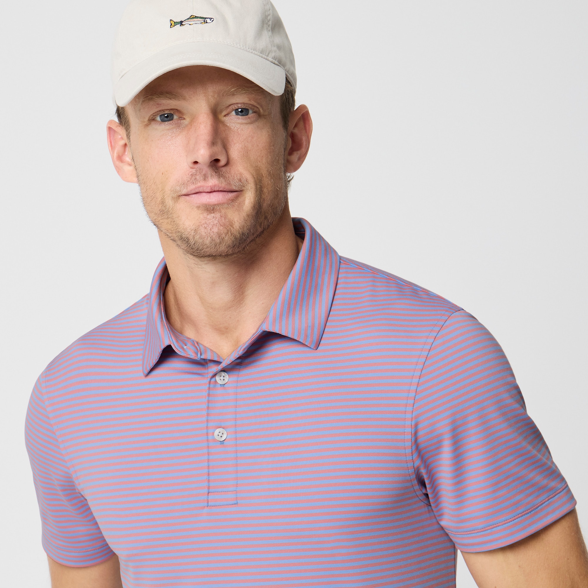 Striped performance polo shirt