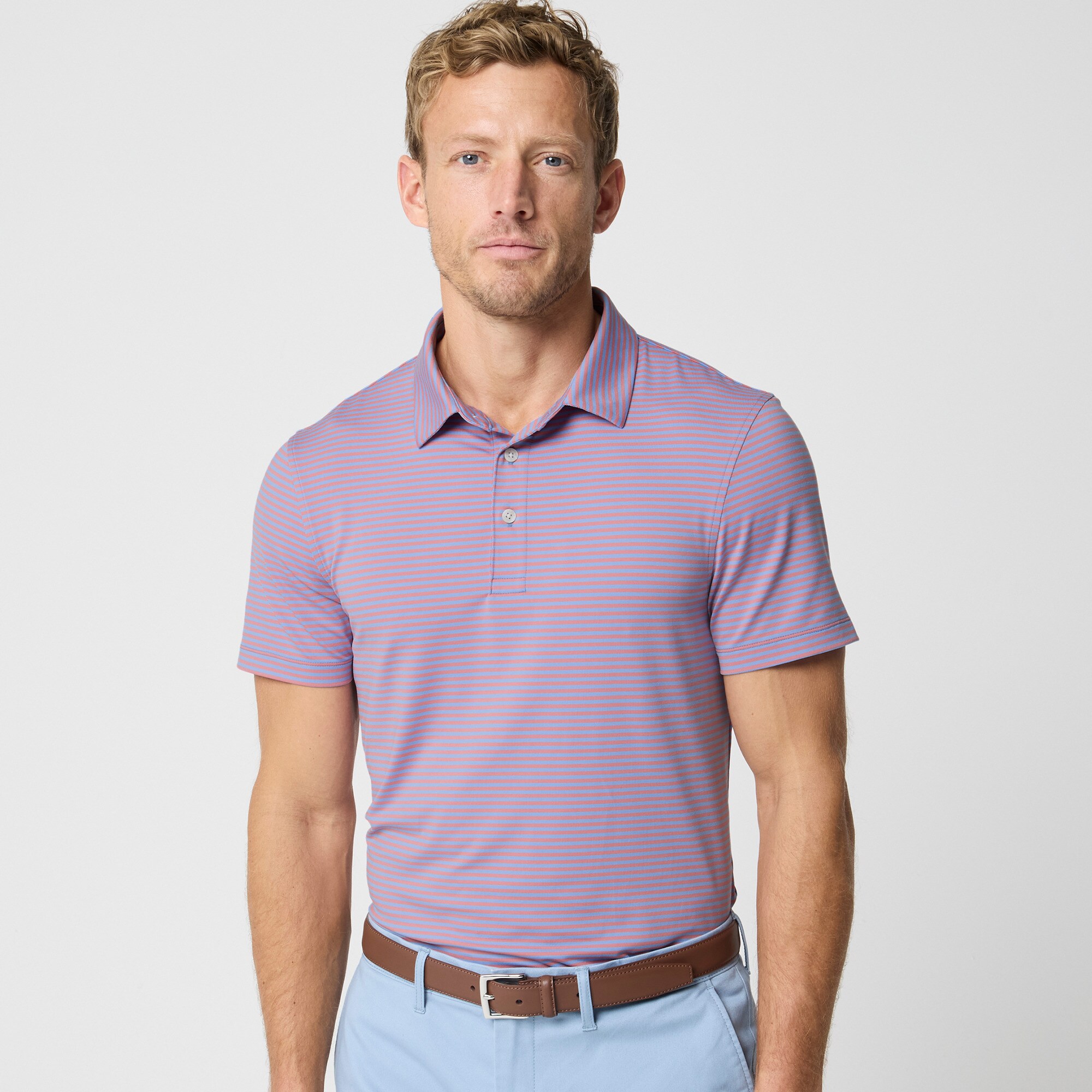 mens Striped performance polo shirt