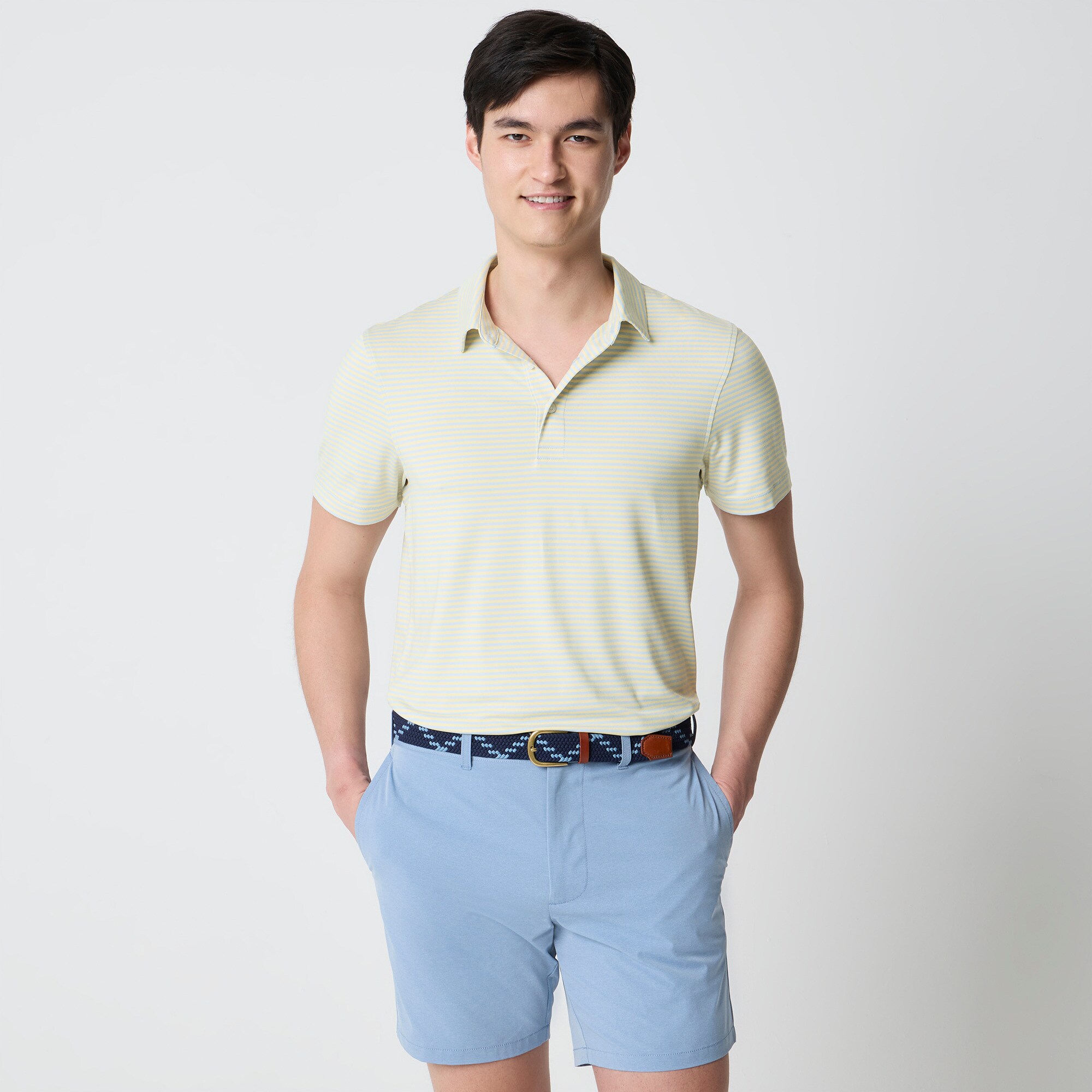 Striped performance polo shirt