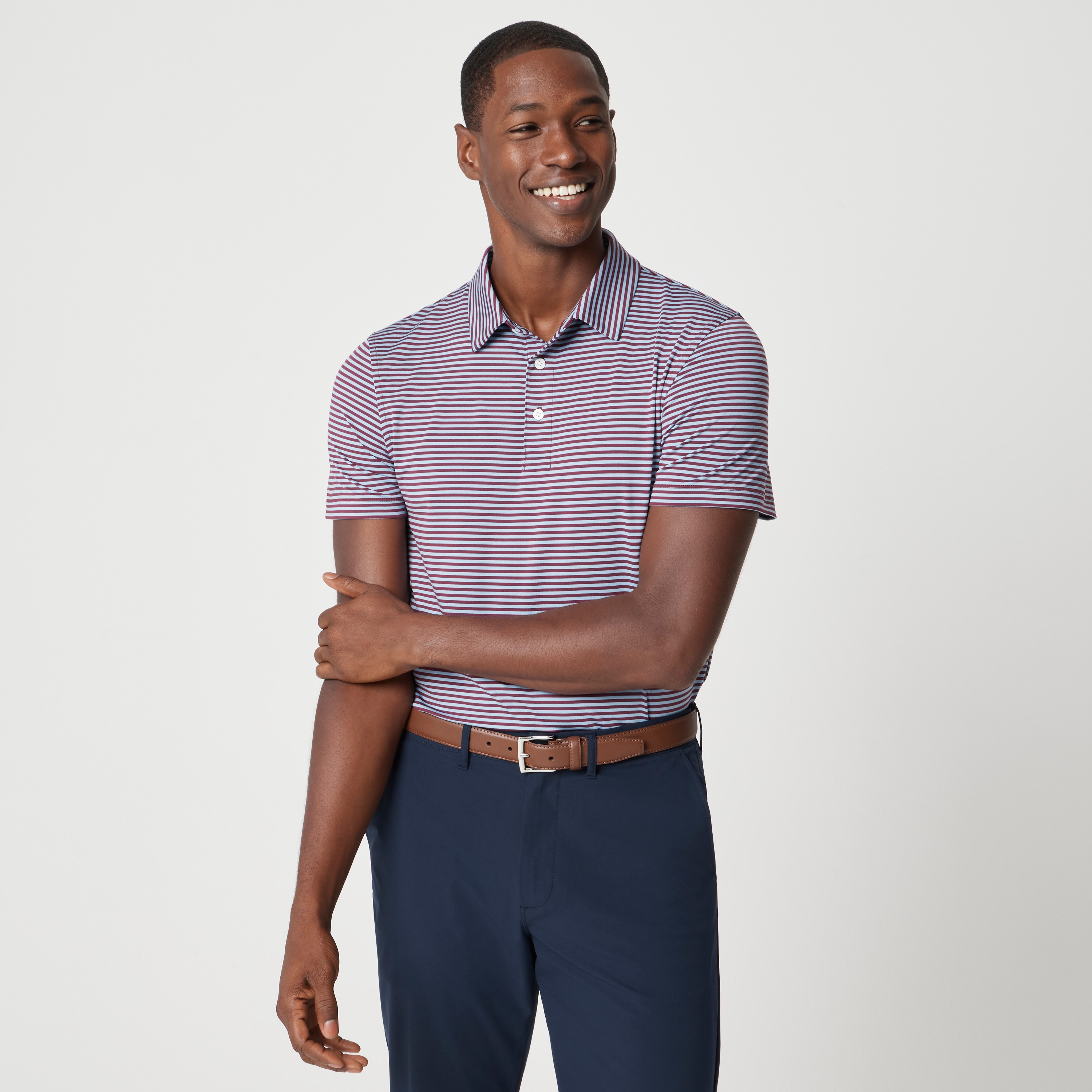 Striped performance polo shirt