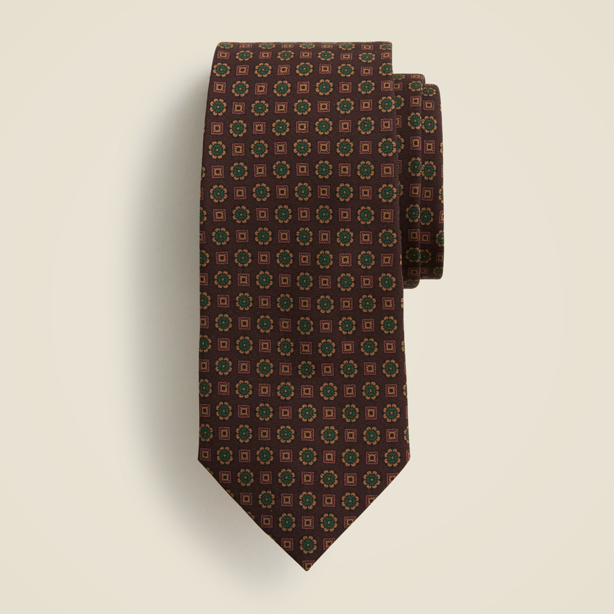  Italian silk-wool blend tie in print