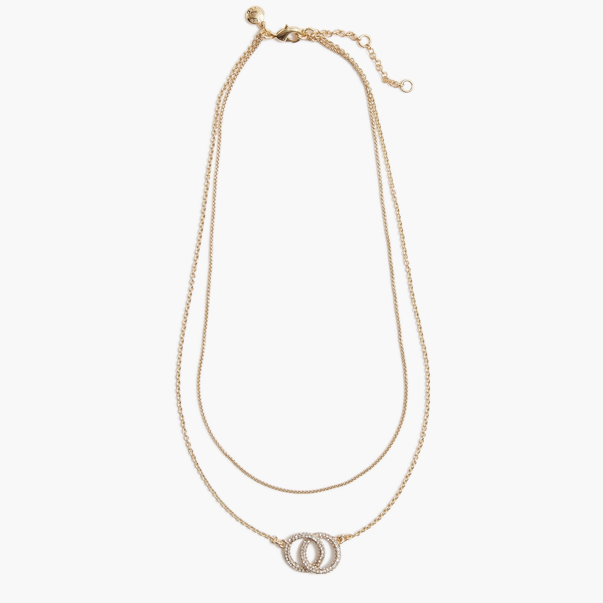 pav&eacute; intertwined hoops layered necklace for women