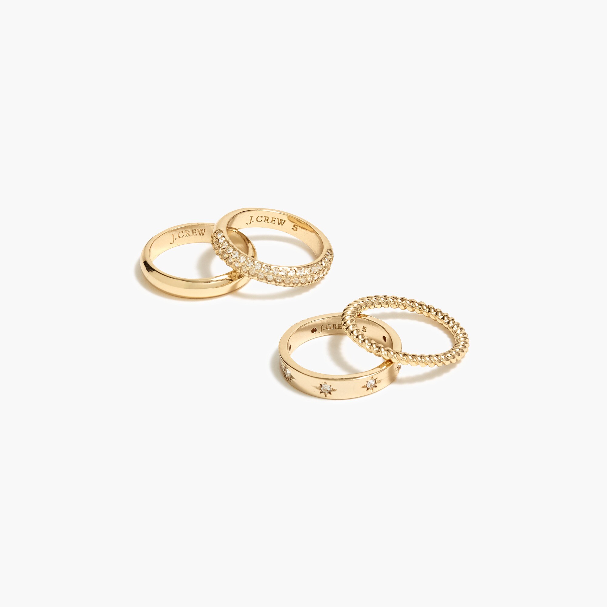 pav&eacute; crystal rings set-of-four for women