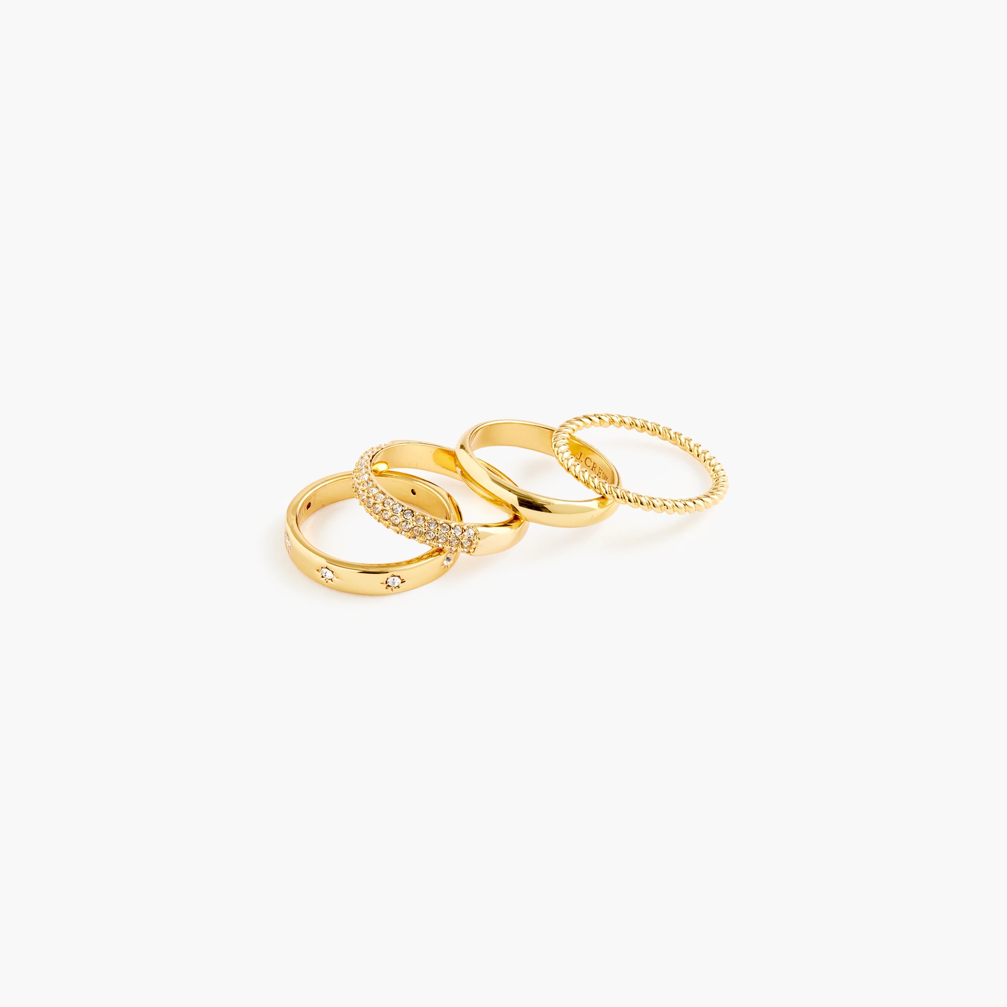Pavé crystal rings set-of-four