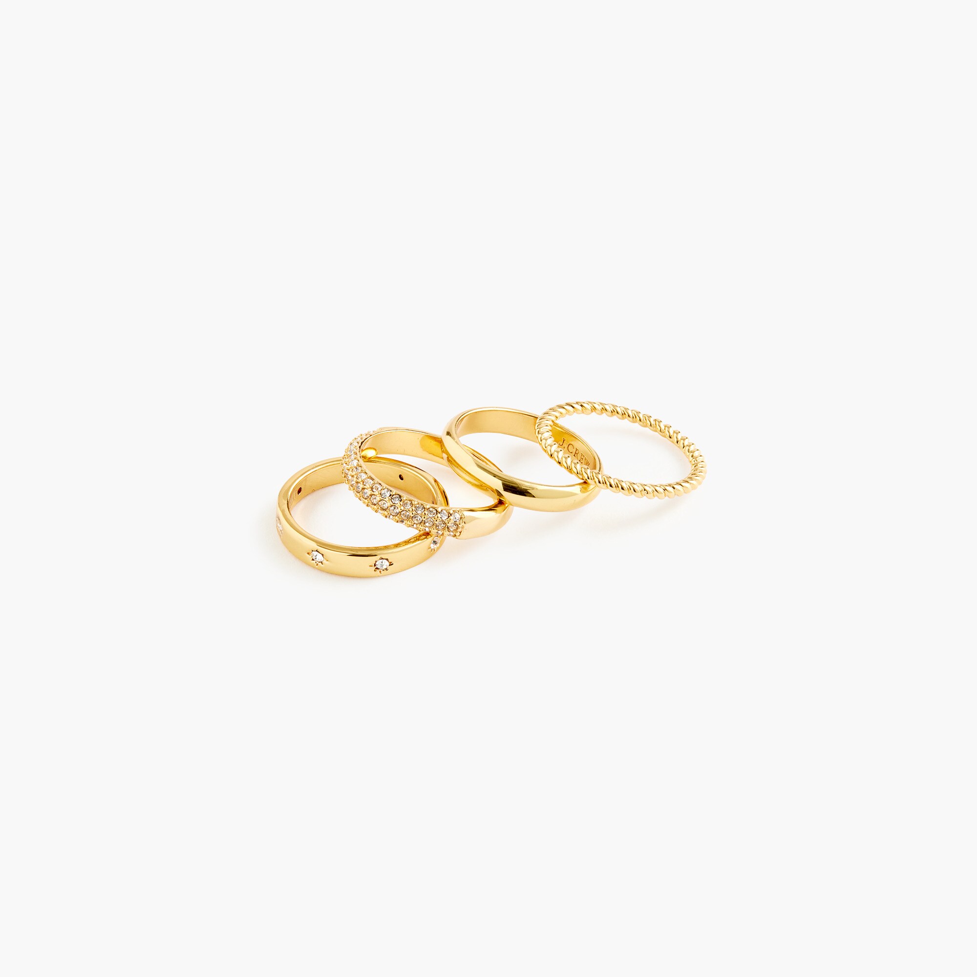 pav&eacute; crystal rings set-of-four for women