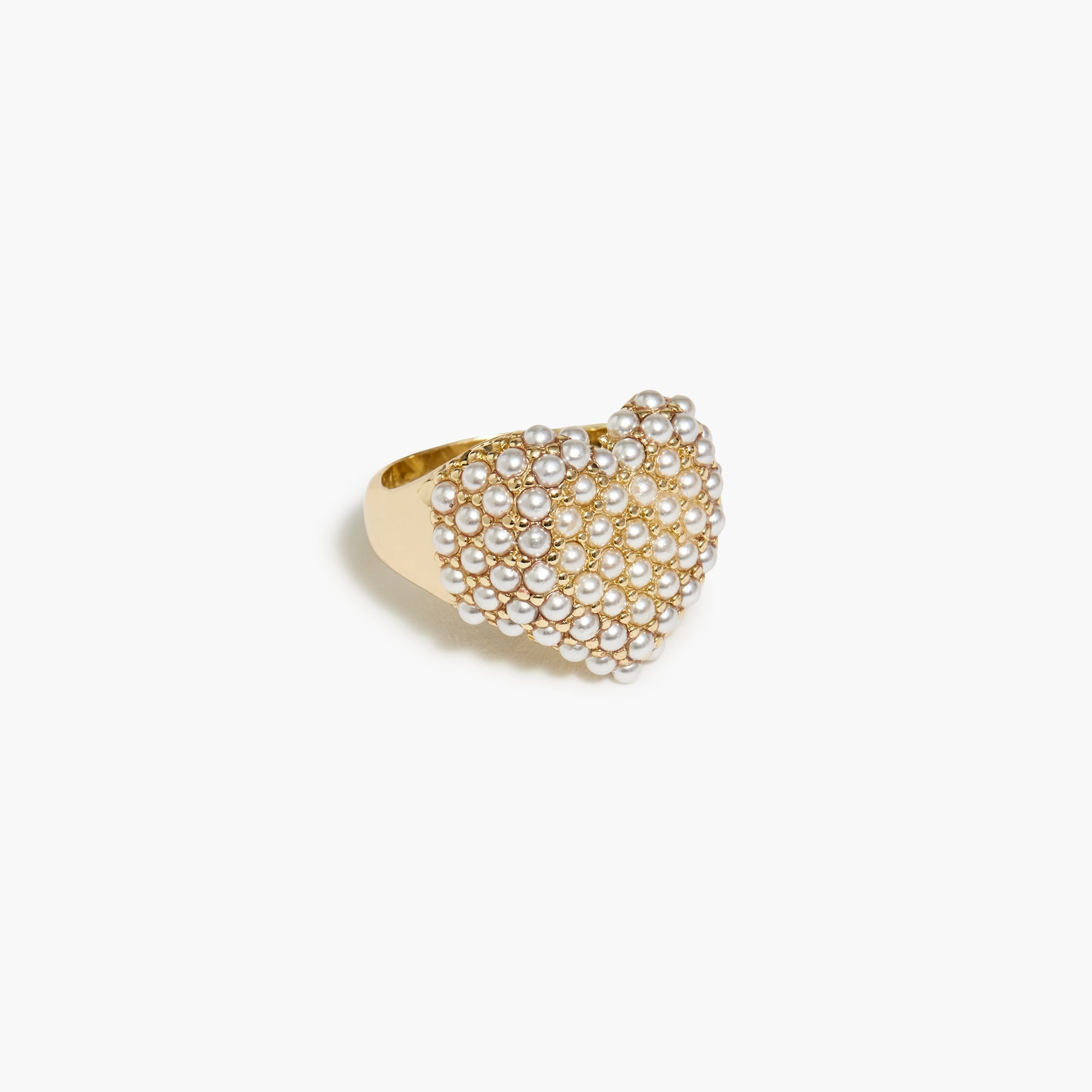 Pearl pavé heart ring
