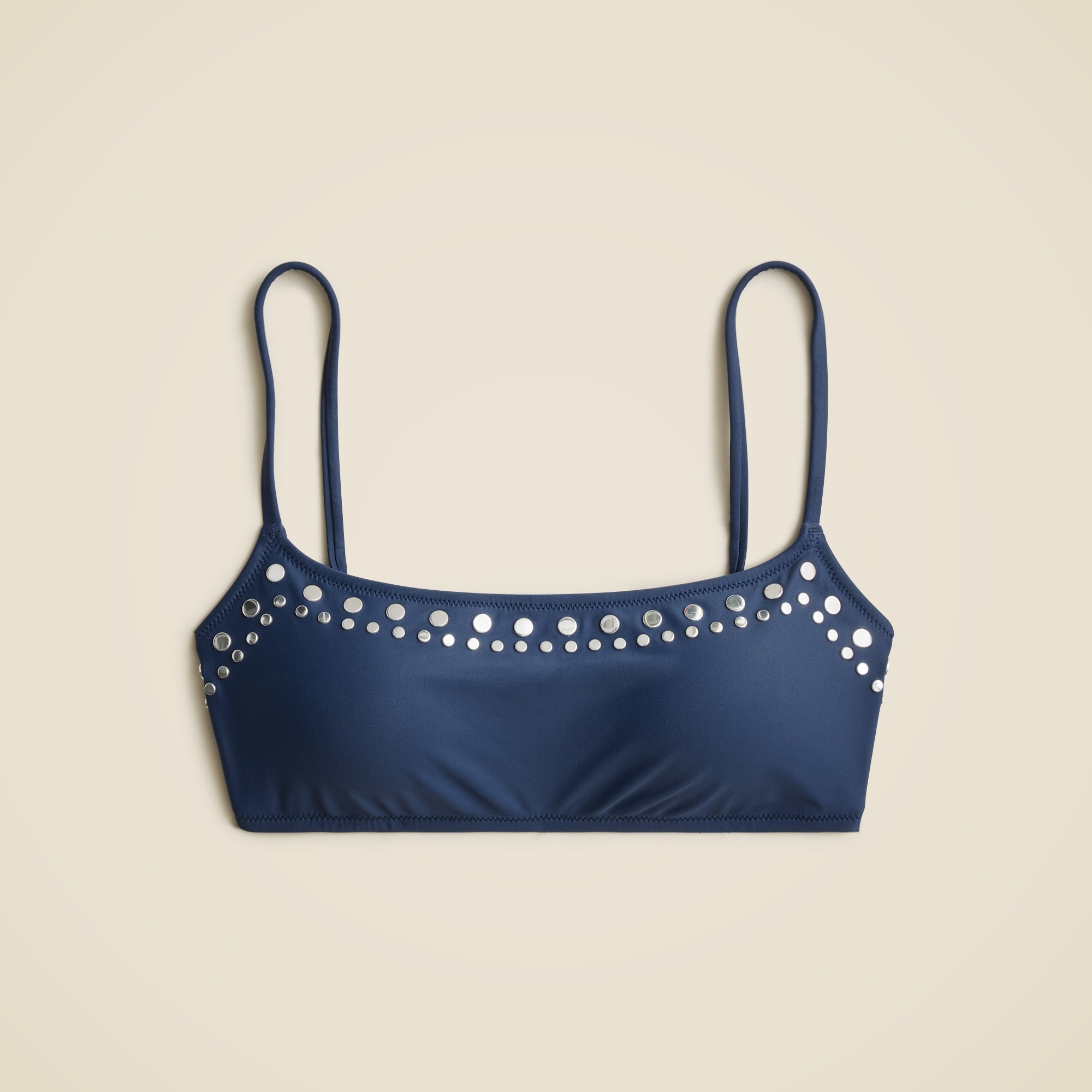 Studded scoopneck bikini top