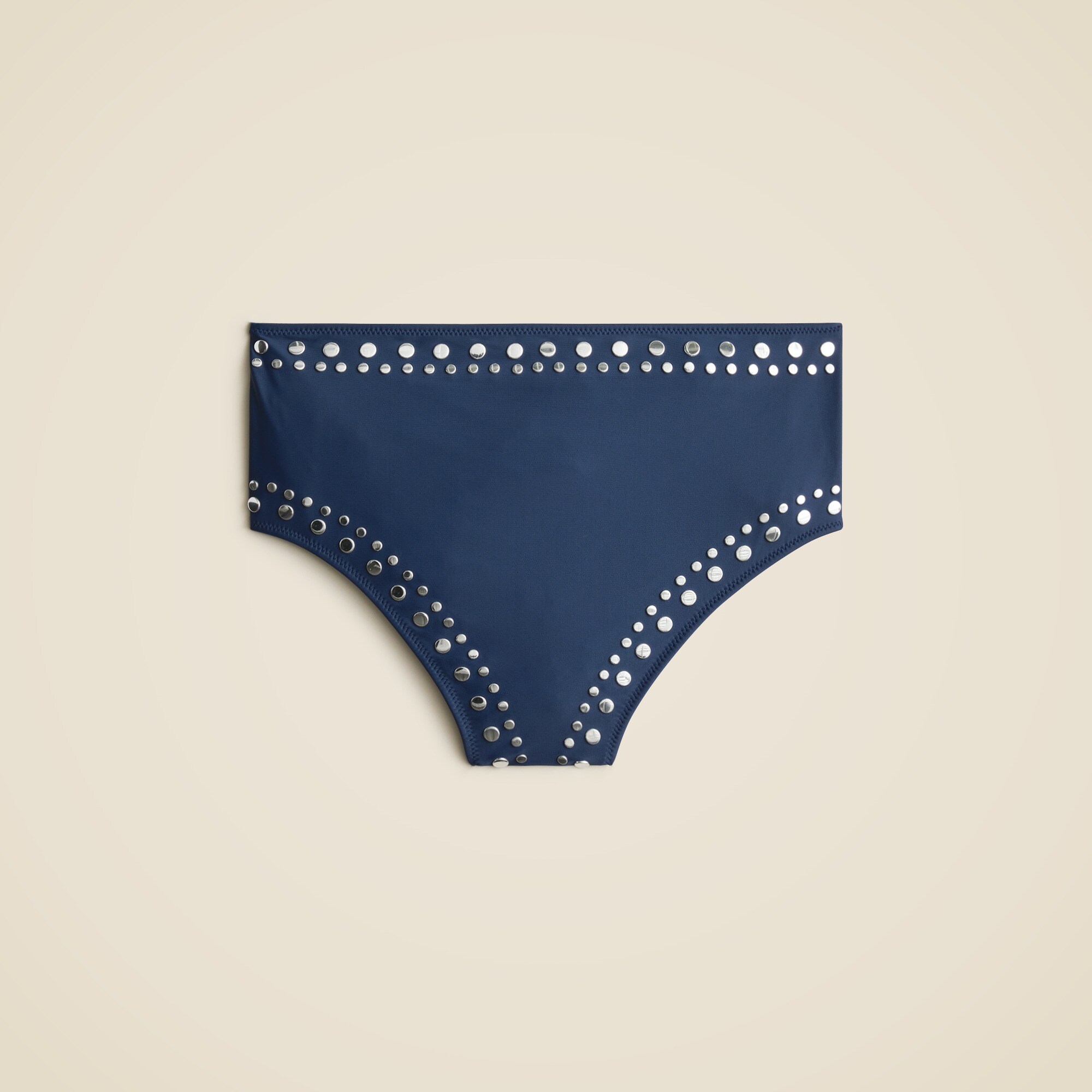 Studded high-rise bikini bottom