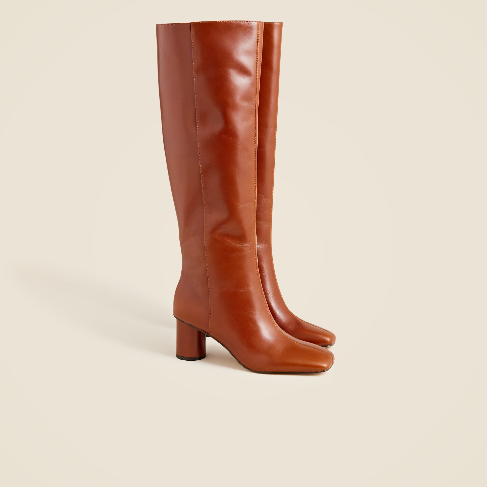 Knee-high round-heel boots in leather