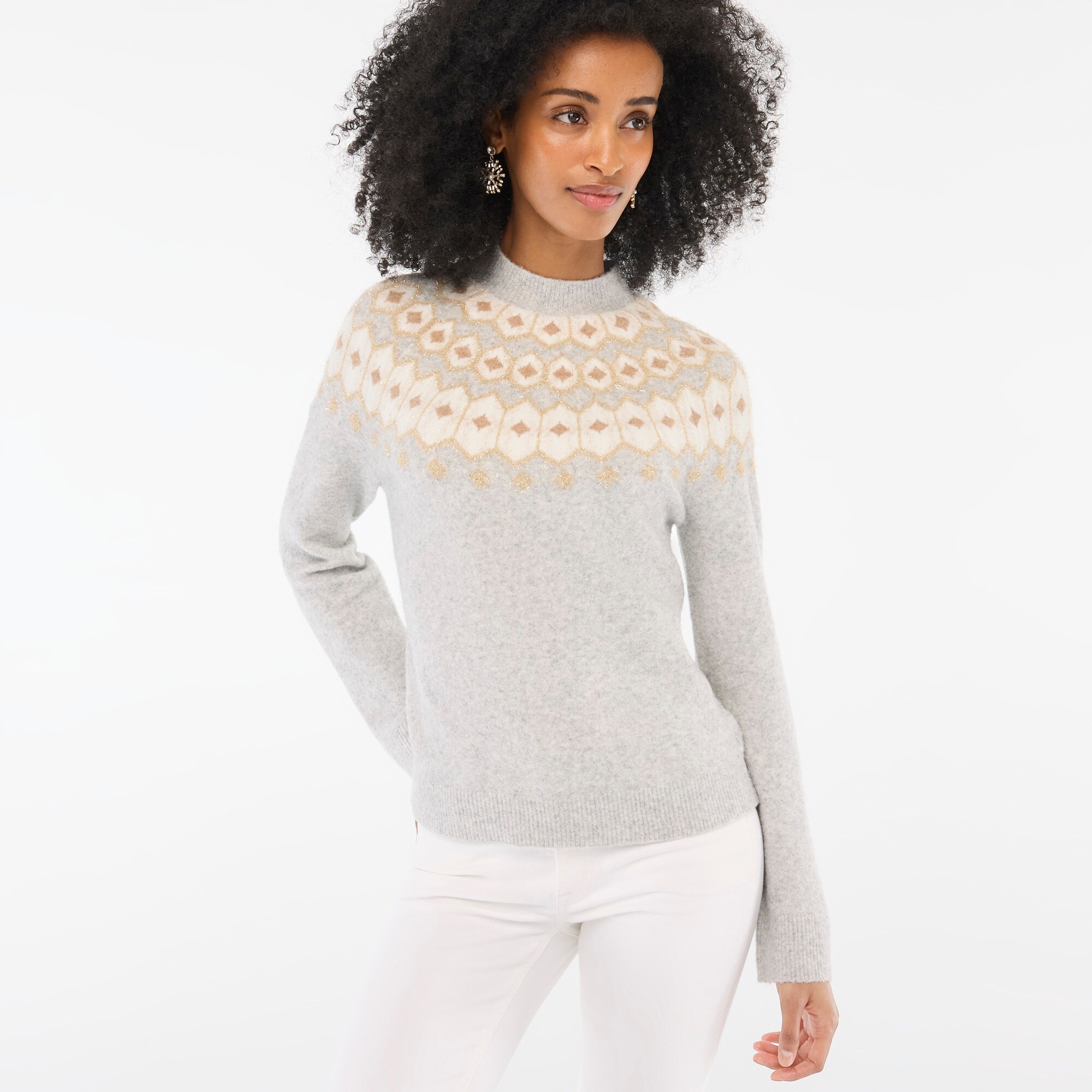 Factory Fair Isle Shimmer Sweater In Extra soft Yarn For Women