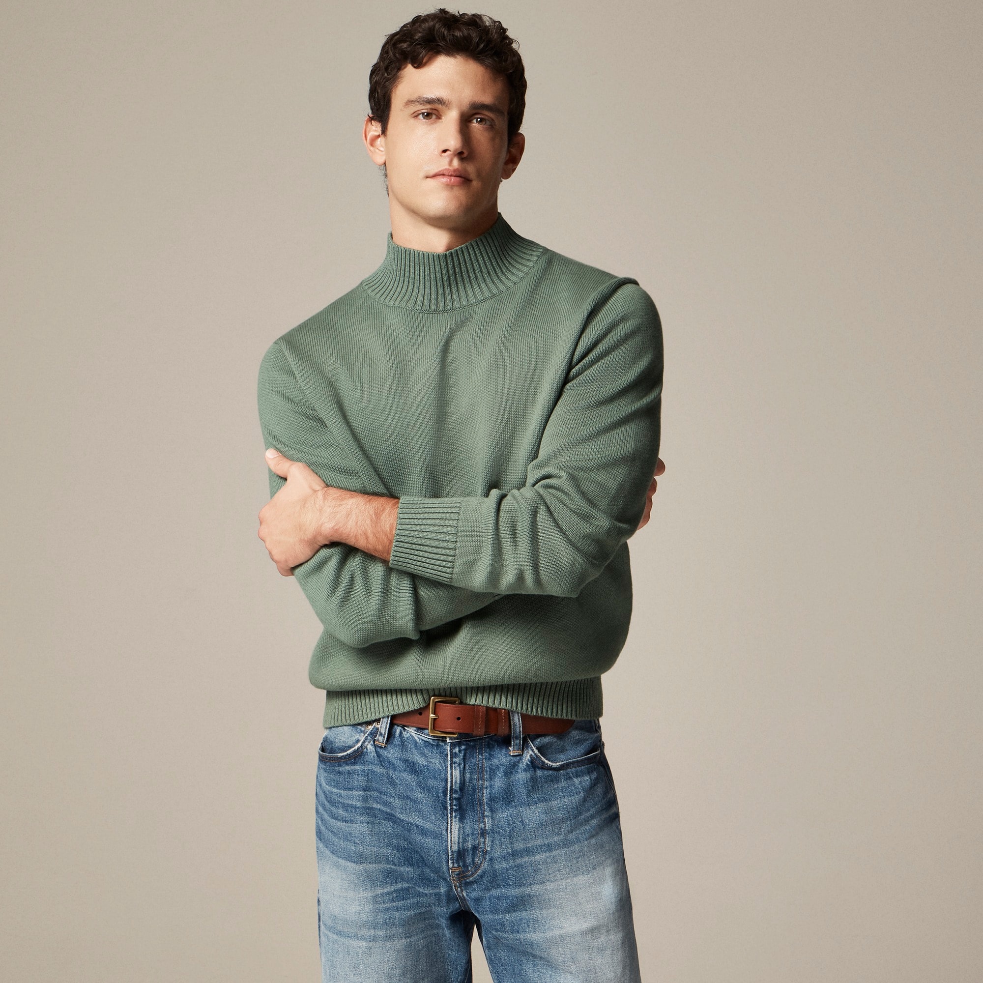 mens Heritage cotton mockneck sweater