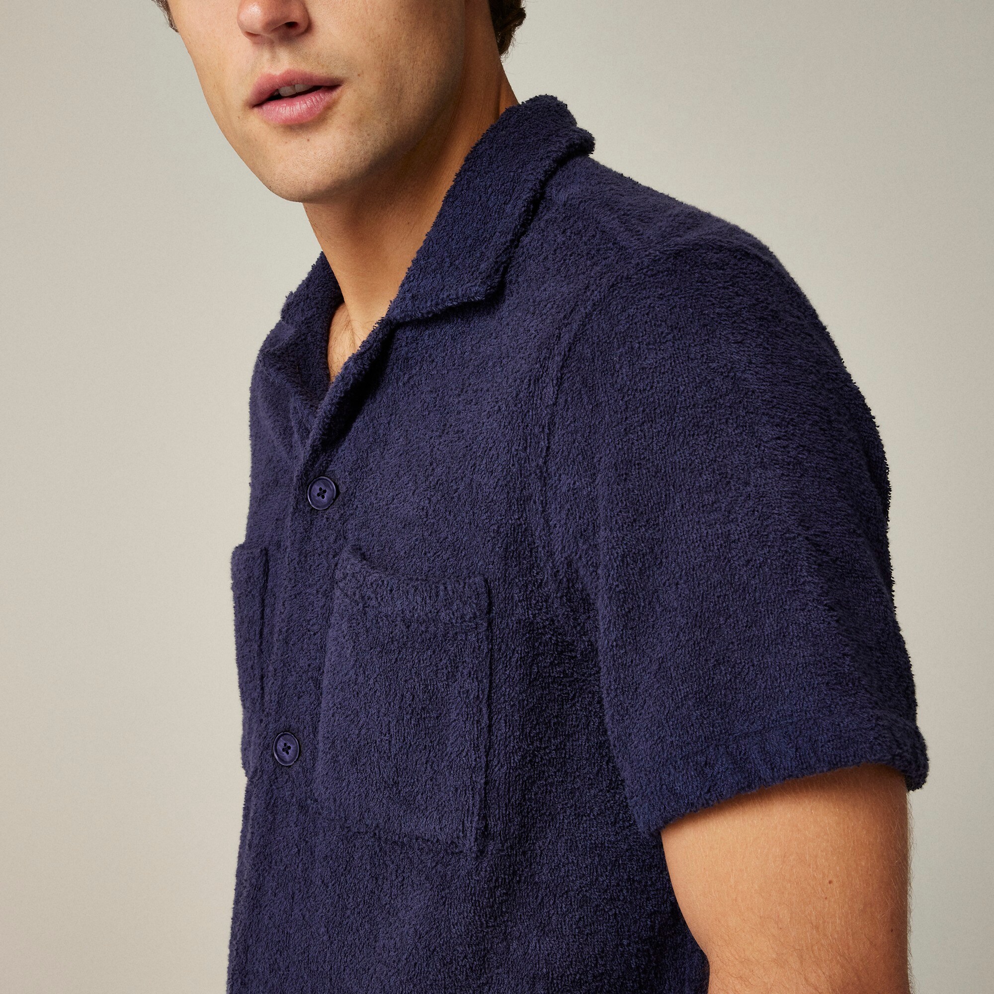 Limited-edition USA Swimming® X J.Crew terry cloth four-pocket graphic camp-collar shirt