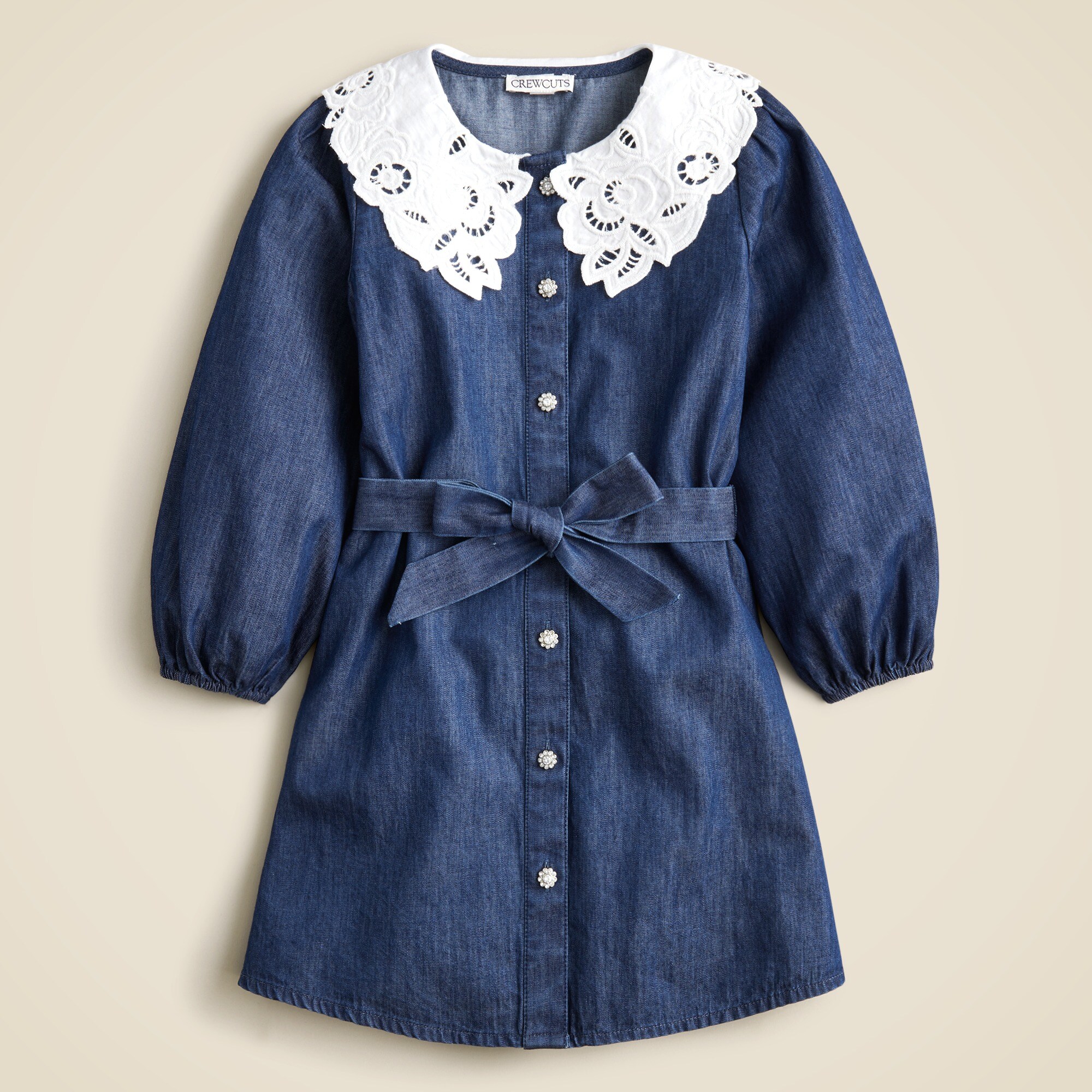 Girls' Eyelet-collar Dress In Chambray For Girls | J.Crew