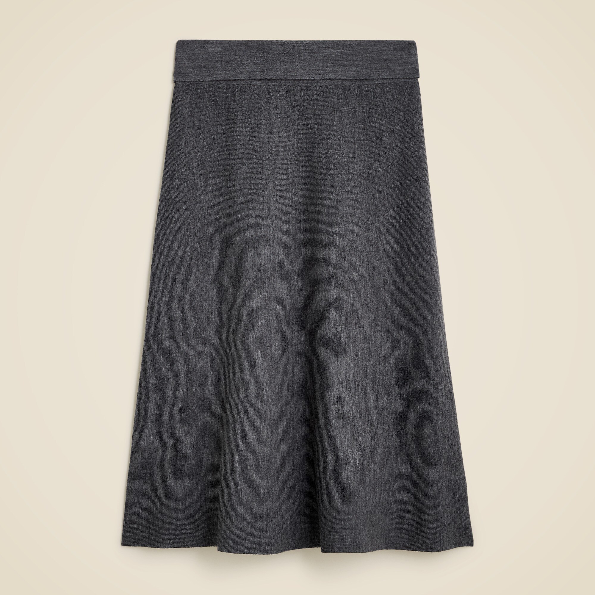 Foldover sweater midi skirt in merino wool blend