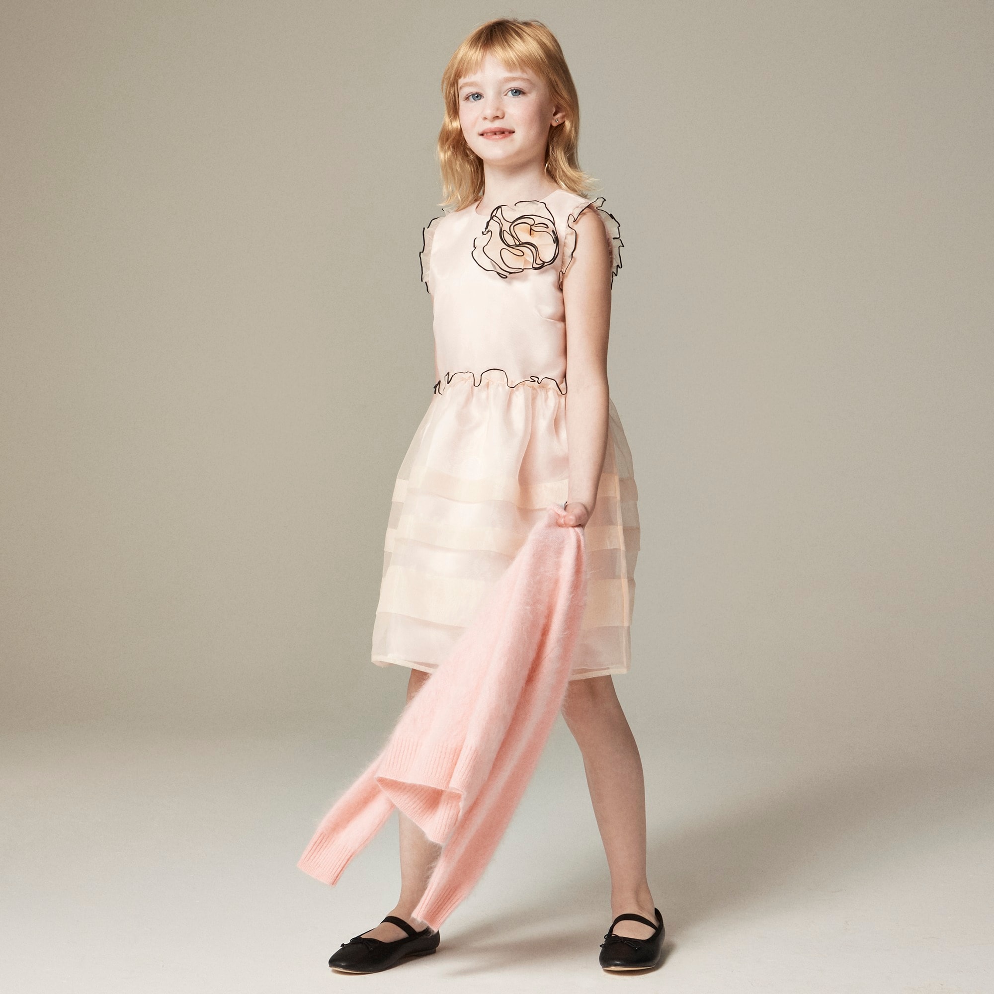  Girls' rosette ruffle dress in organza