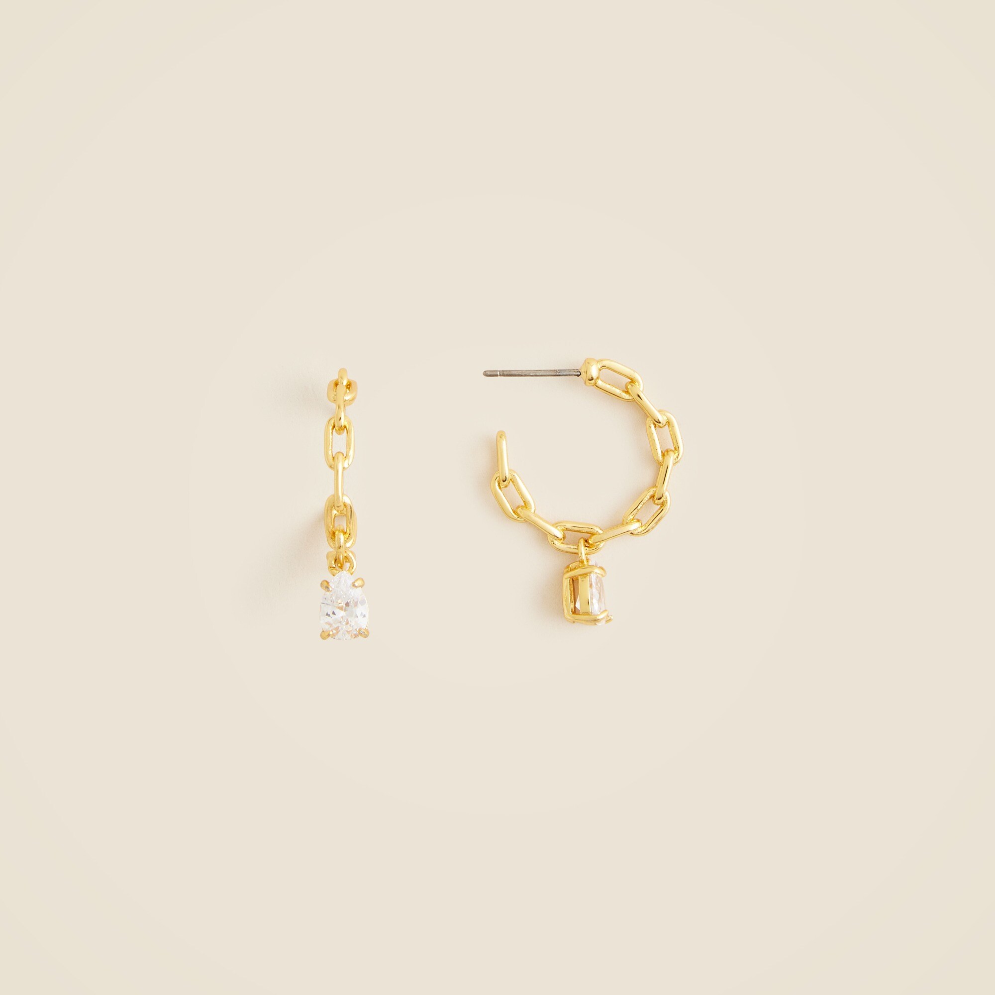 J.Crew: Chainlink Hoop Earrings With Crystals For Women