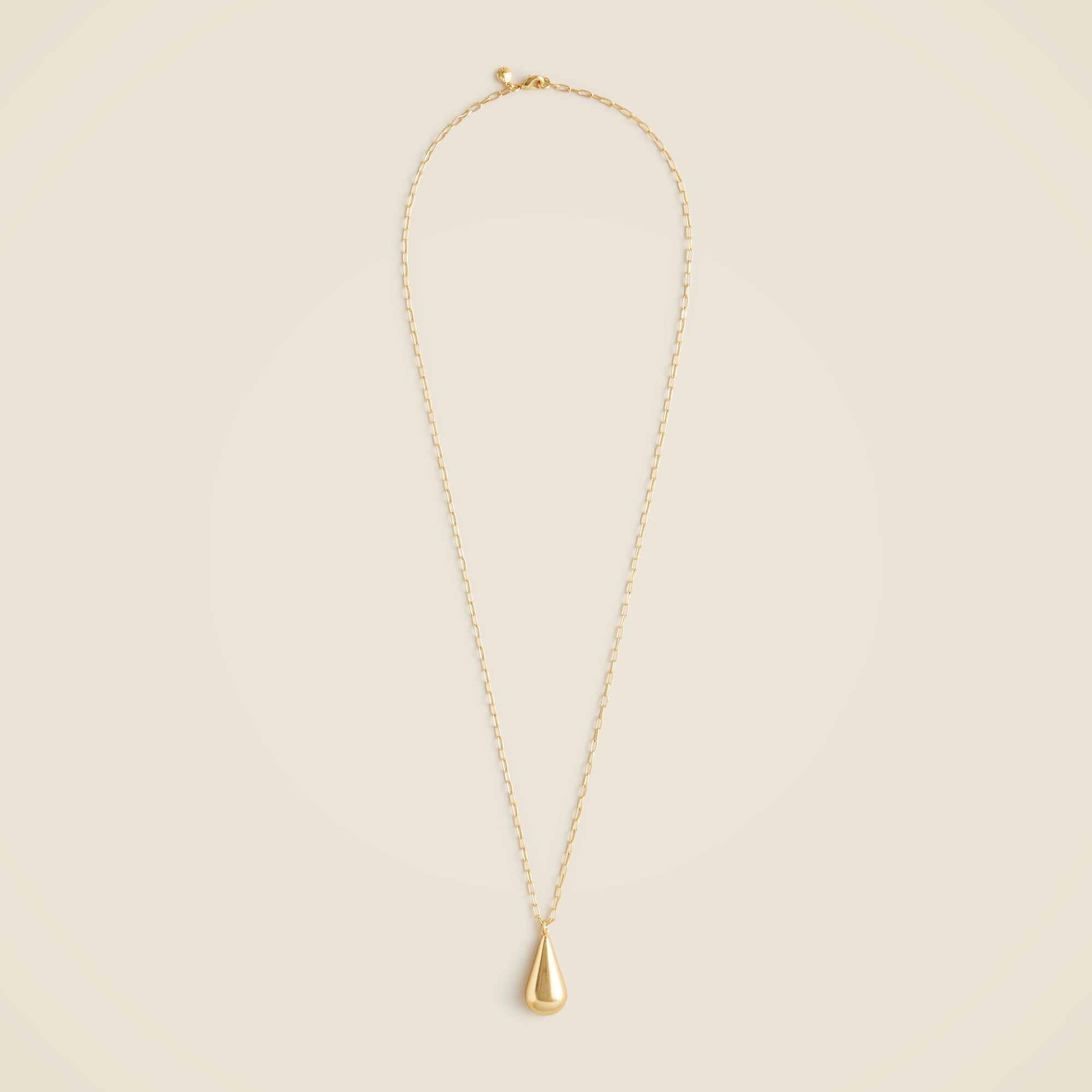 Long gold-tone teardrop necklace