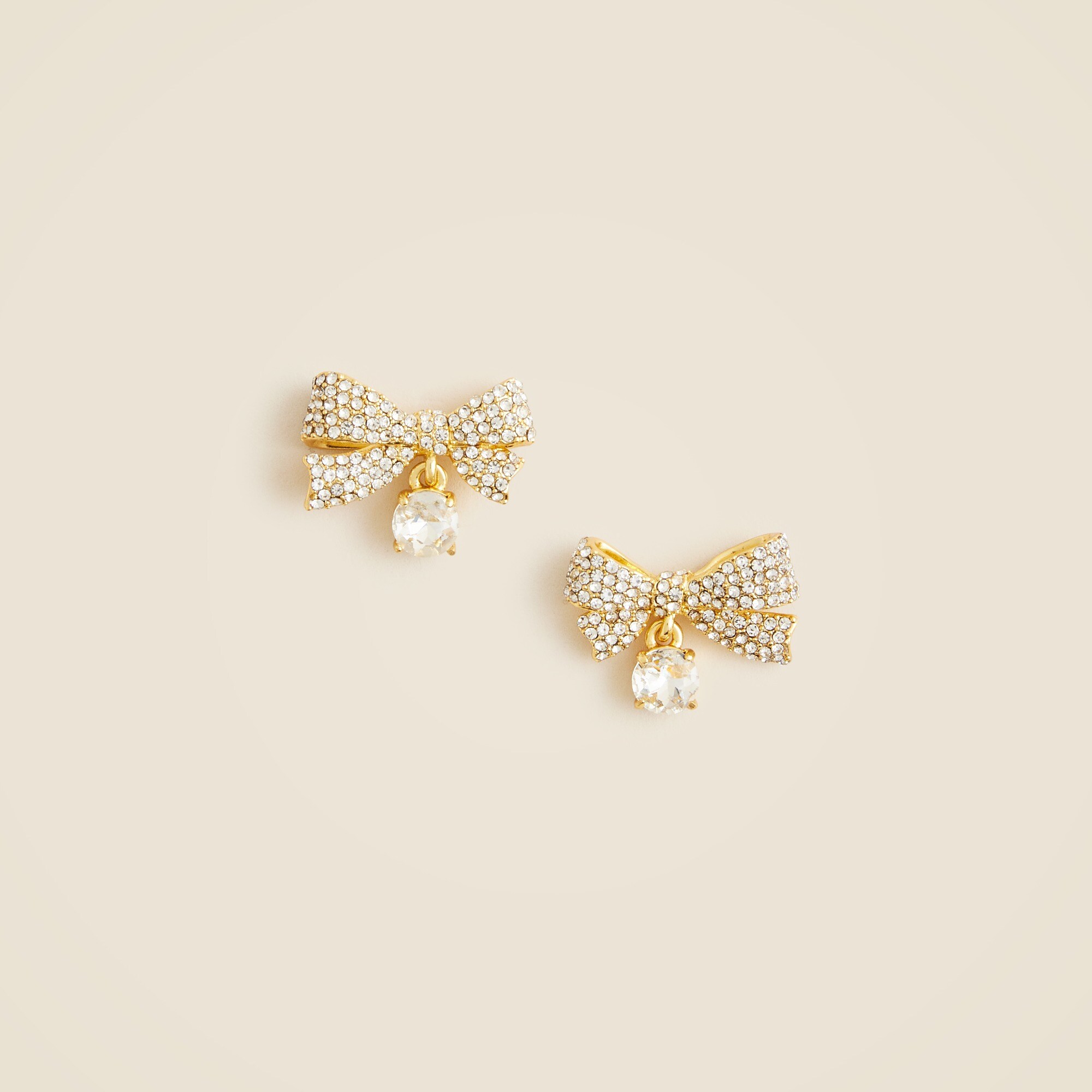 Pavé bow drop earrings
