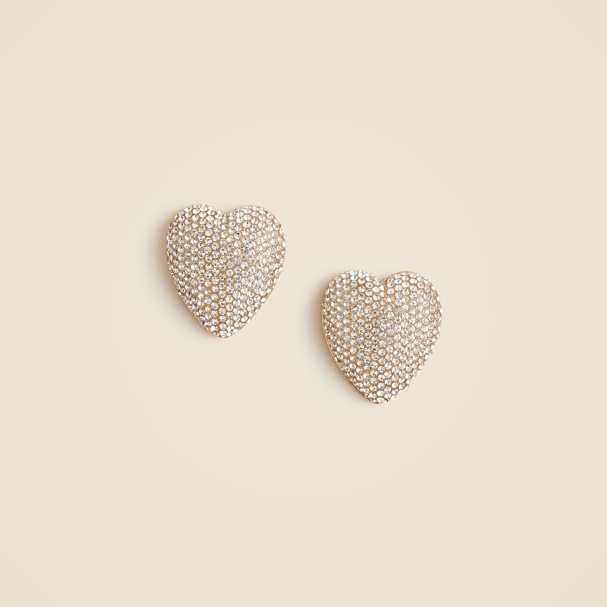 Pavé-encrusted heart stud earrings