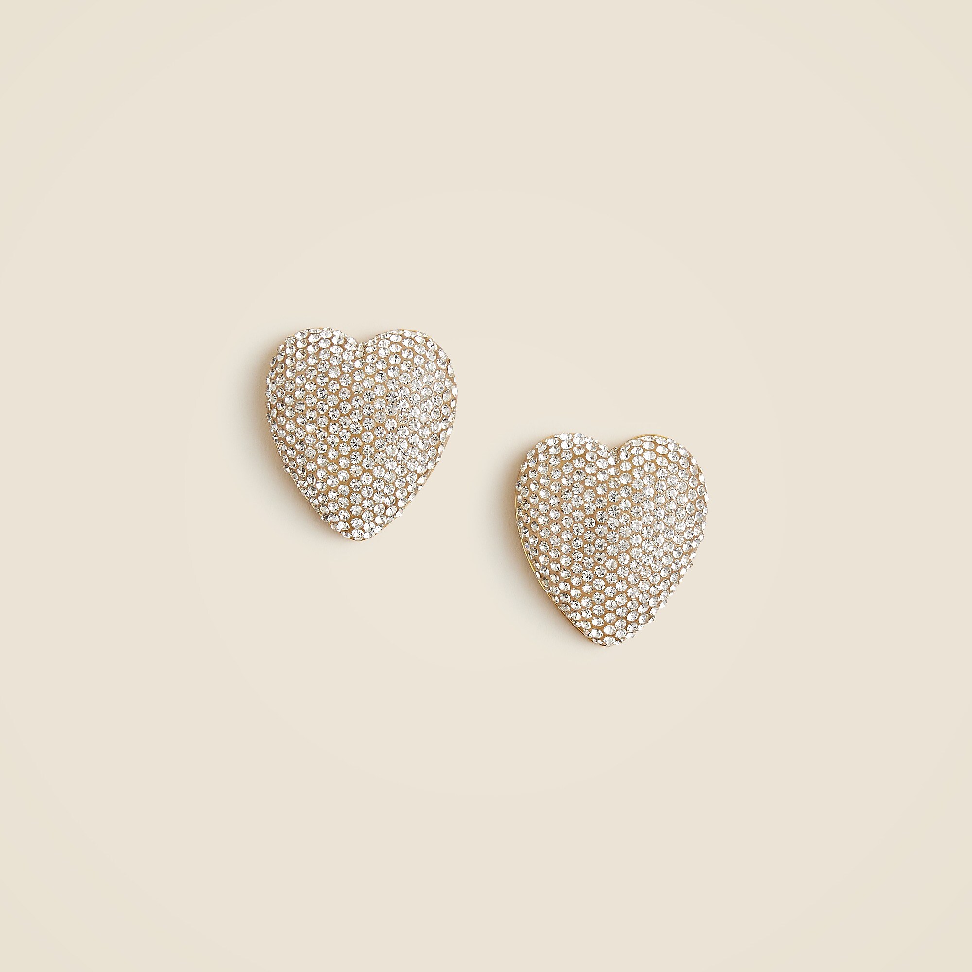 Pavé-encrusted heart stud earrings