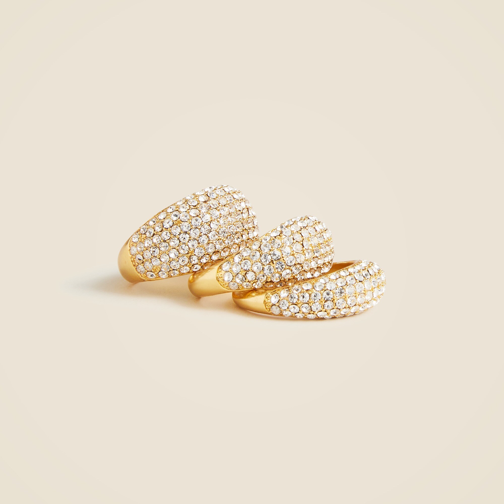 Pavé sculptural rings set-of-three