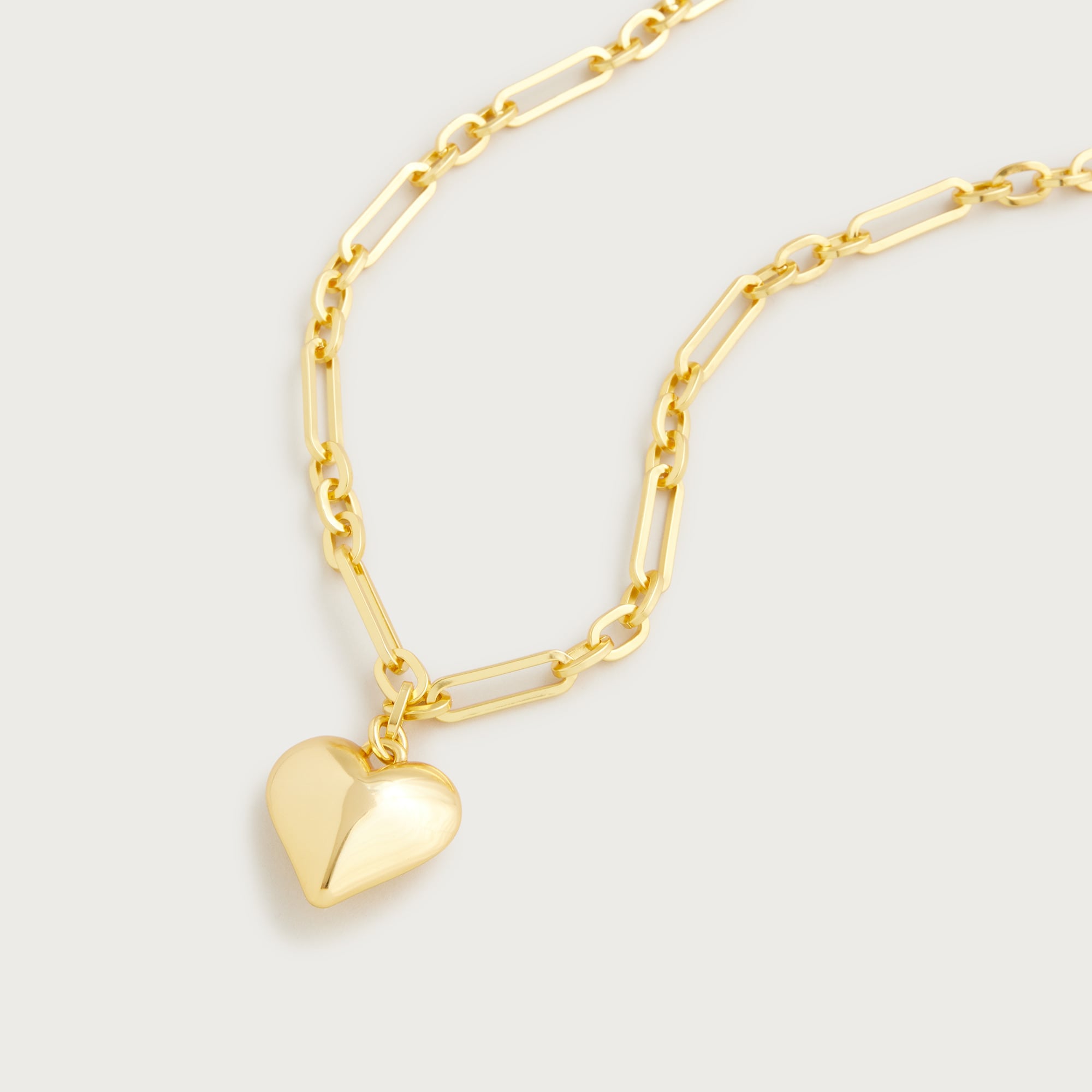 JczR.Y Chunk Heart Choker Necklace Gold Love Heart Pendant