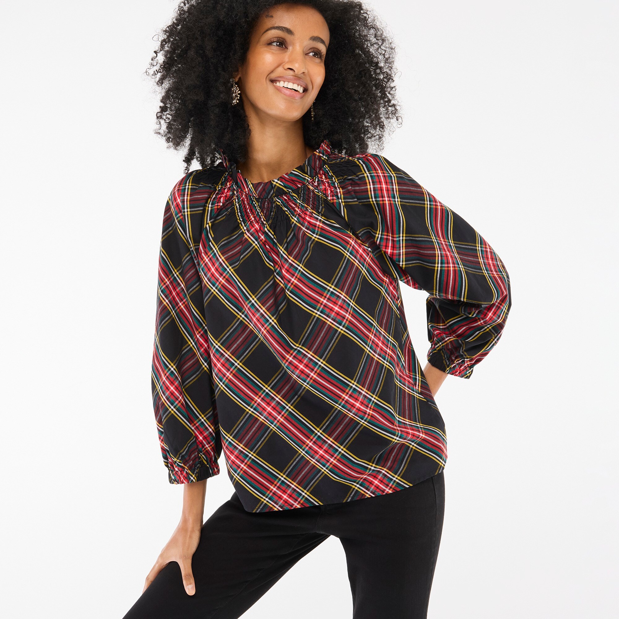 【moussy】FAUX PEARL TARTAN BLOUSE★F moussy - 【MOUSSY(マウジー)】FAUX PEARL TARTAN BLOUSEの通販 by