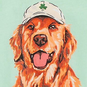 Boys' golden retriever in clover hat graphic tee CLASSIC MINT boys' golden retriever in clover hat graphic tee for boys