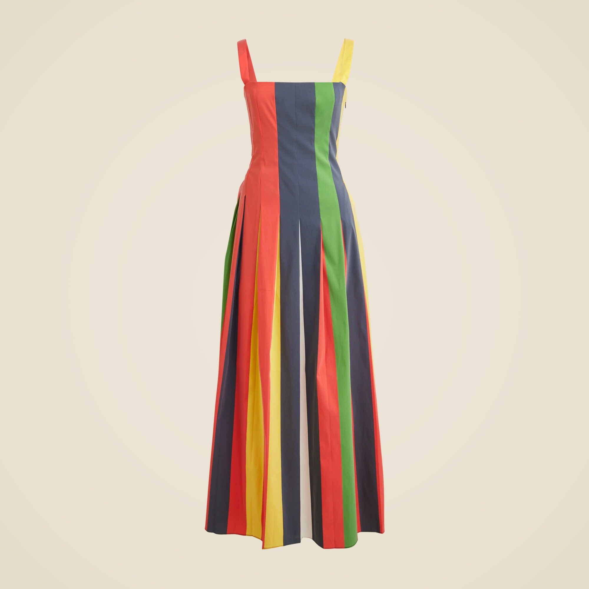 Christopher John Rogers X J.Crew pleated dress in striped stretch taffeta