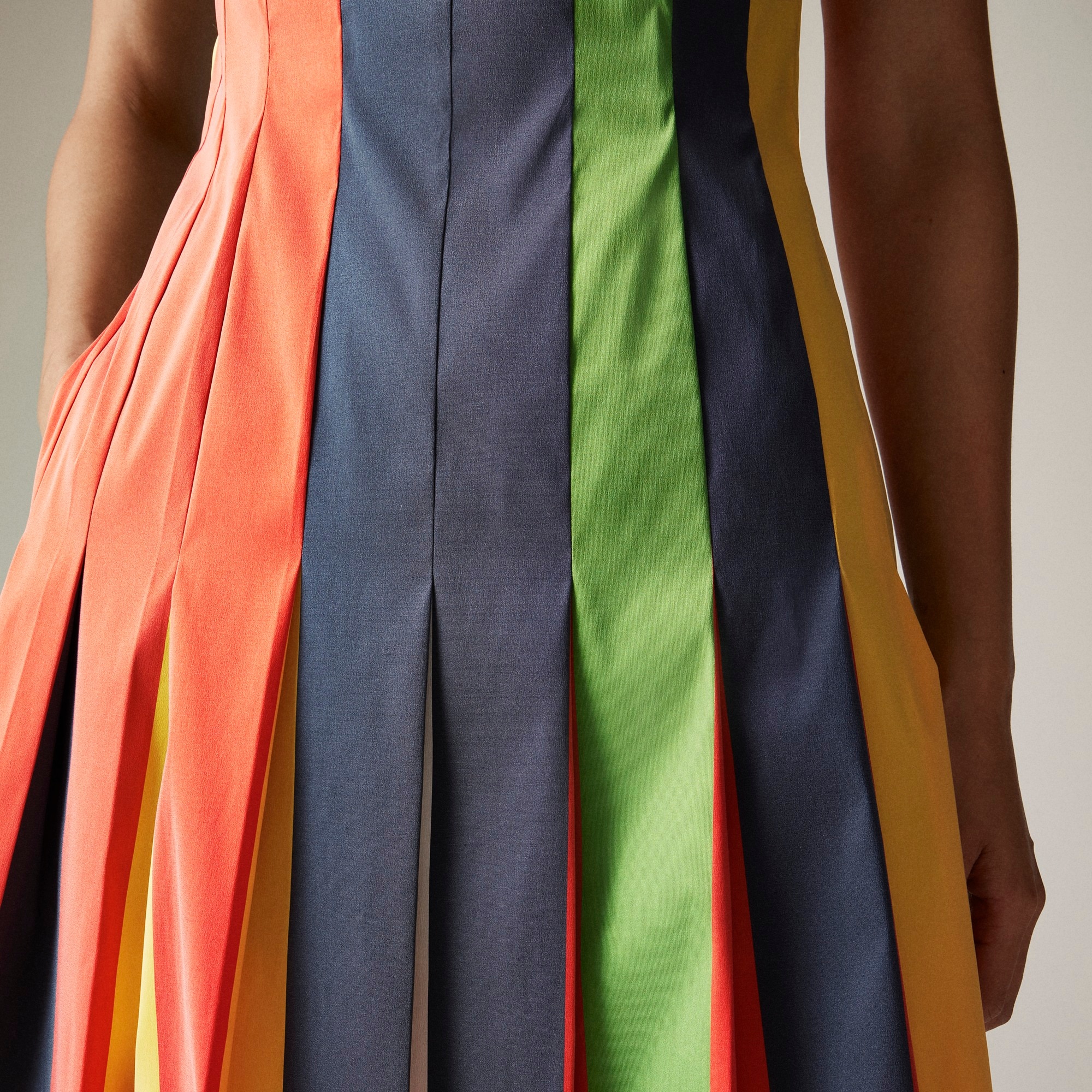 Christopher John Rogers X J.Crew pleated dress in striped stretch taffeta
