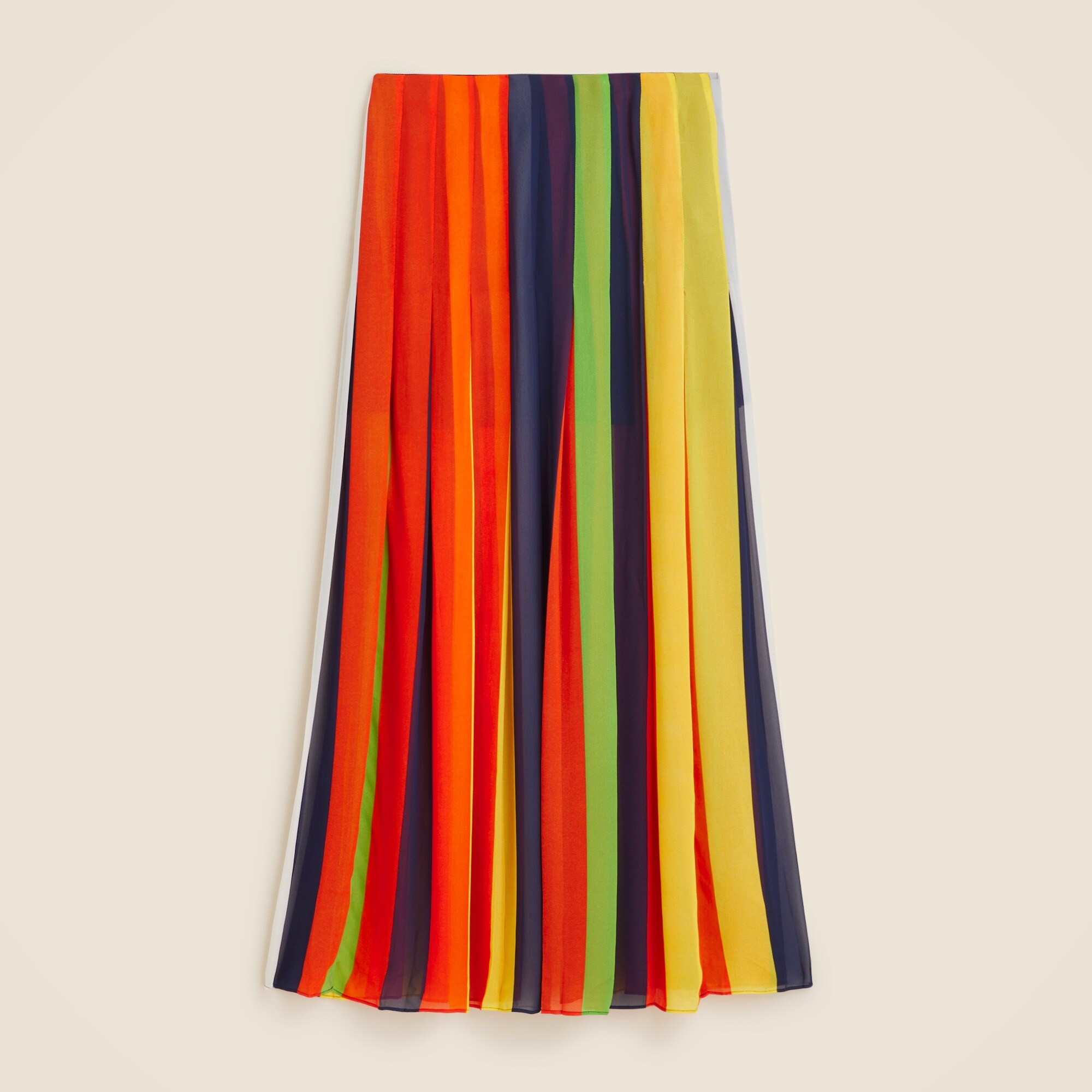 Christopher John Rogers X J.Crew pleated maxi skirt in multistripe chiffon