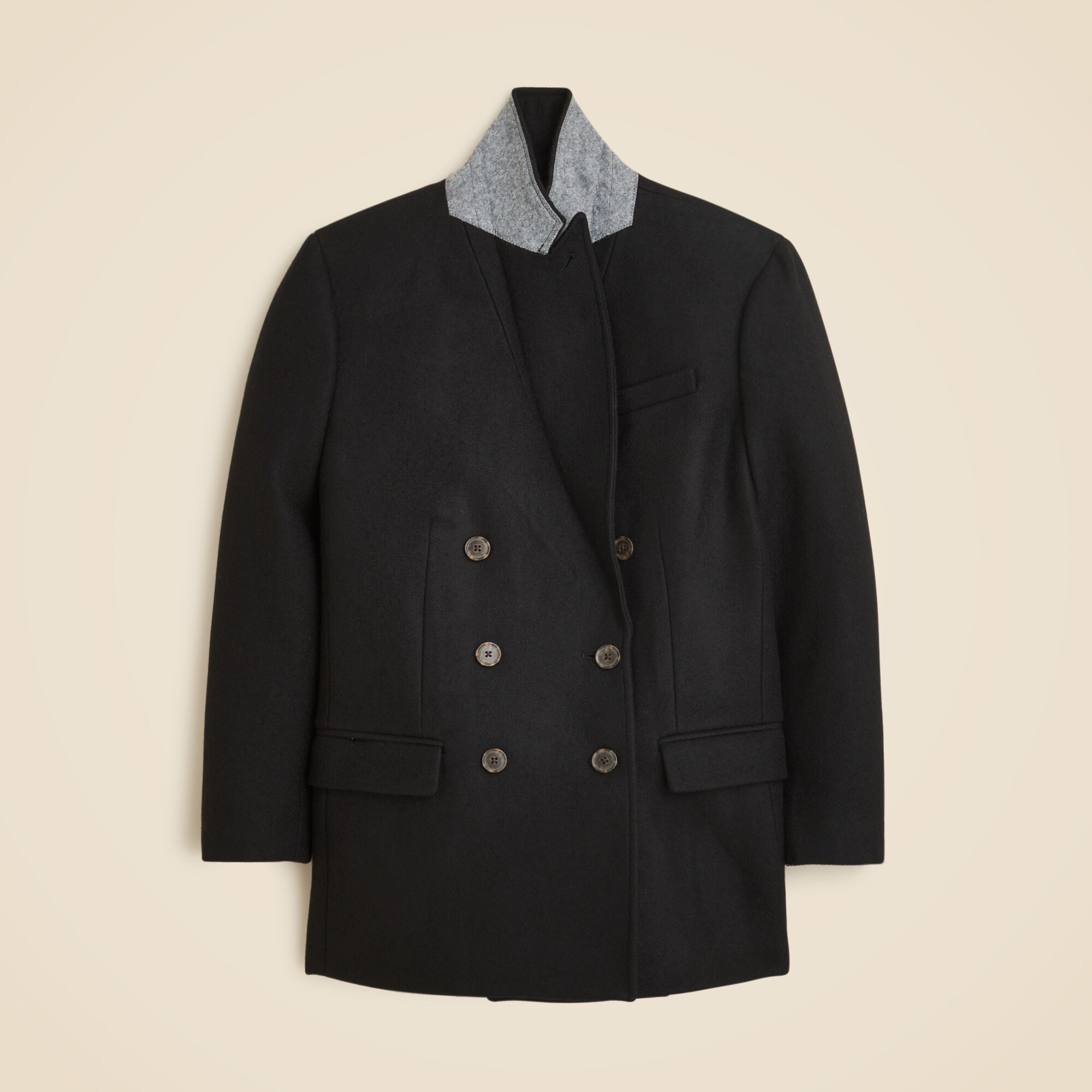 Tailored peacoat in Italian wool-blend melton