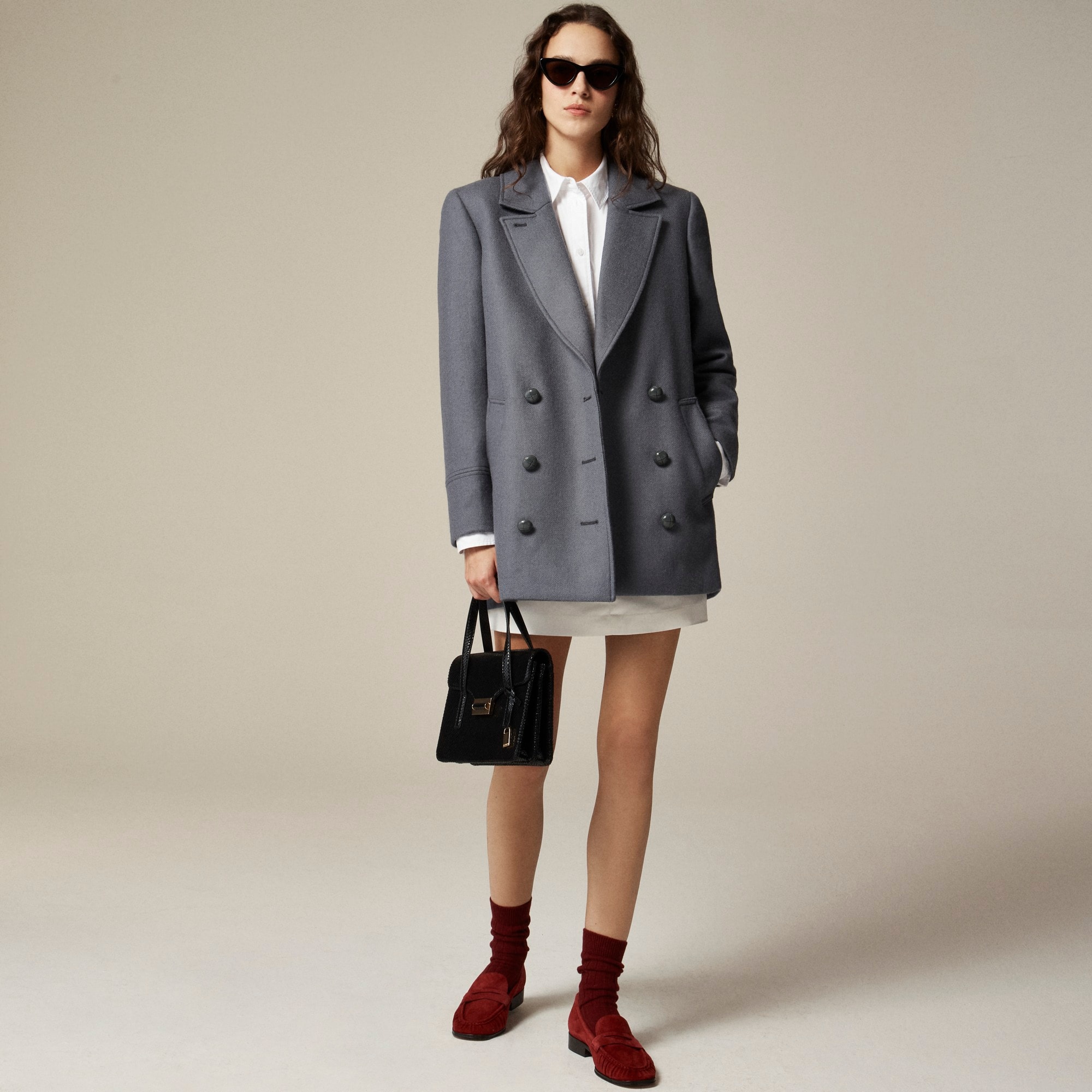  Classic peacoat in Italian wool-blend melton