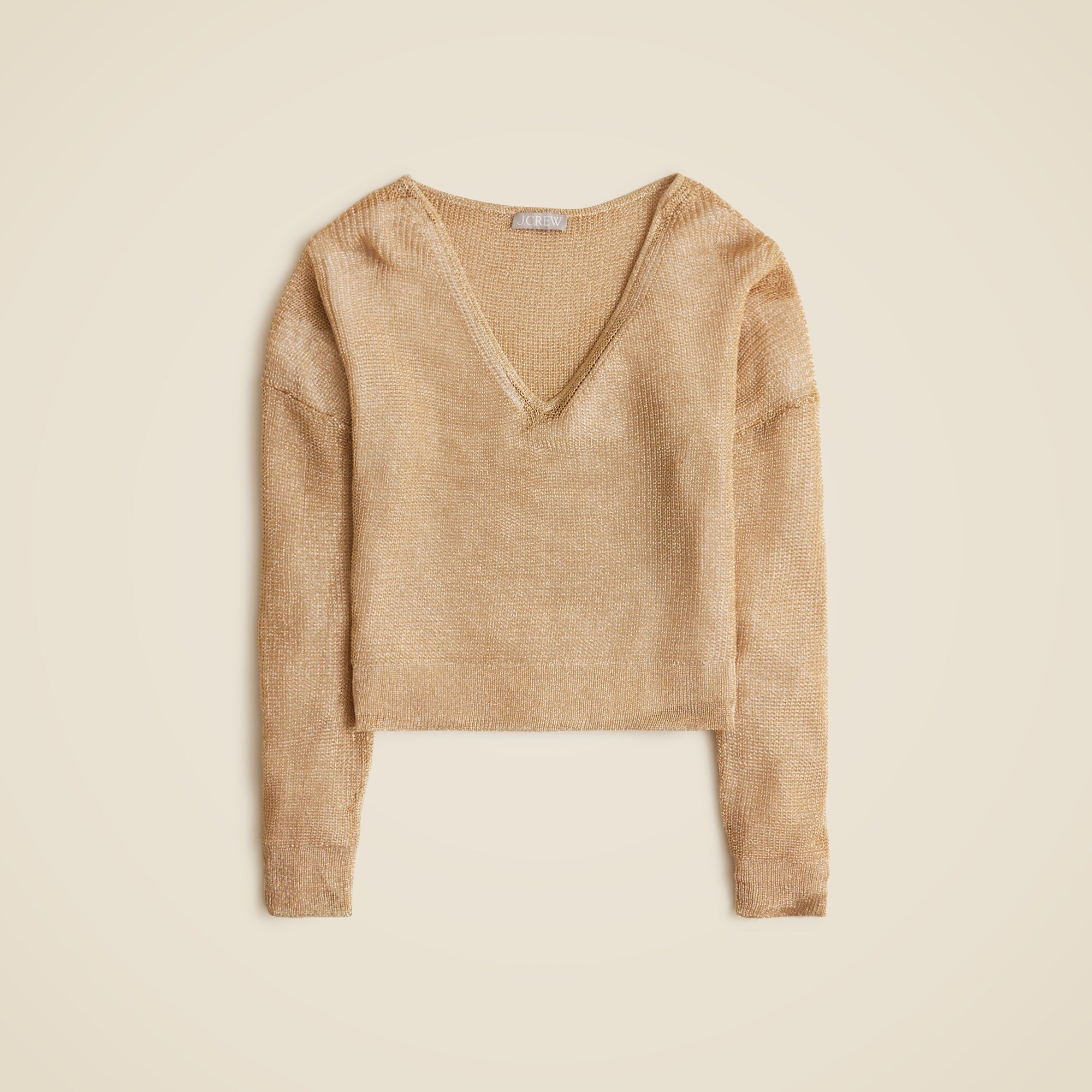 Sheer Metallic V-neck Sweater For Women | J.Crew