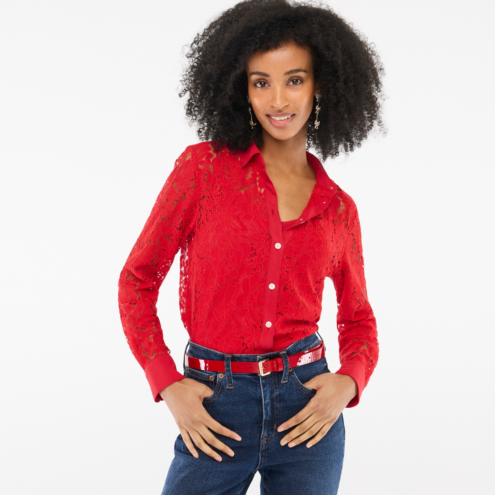 Lace button-up shirt in classic fit