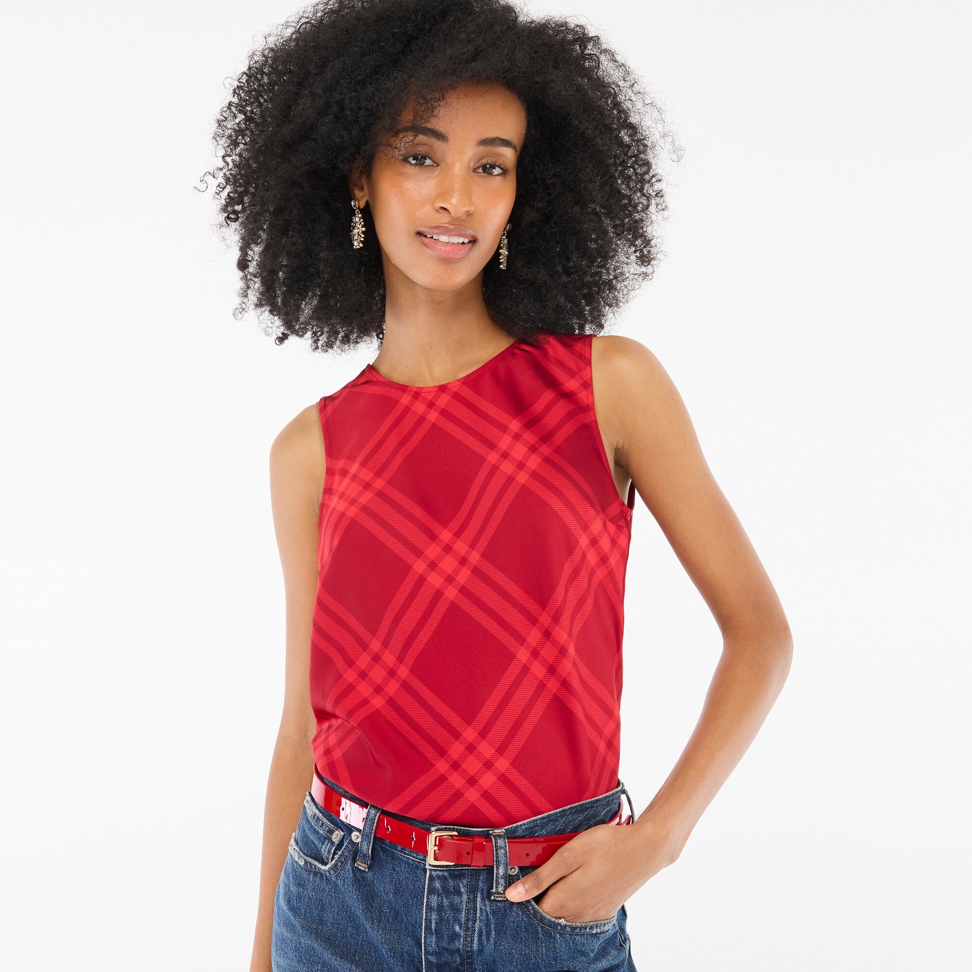 Plaid sleeveless top