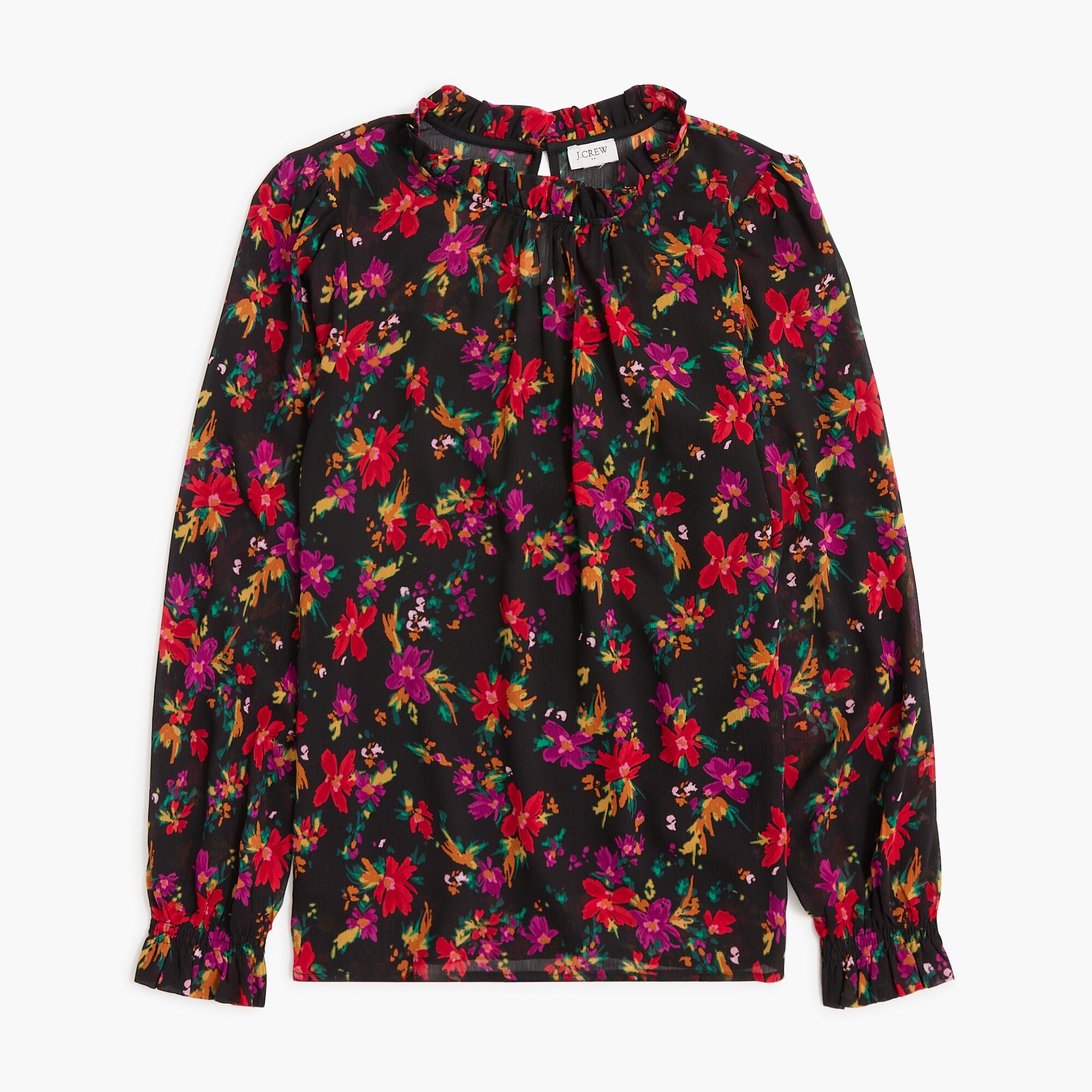 Floral Ruffleneck Top For Women Factory