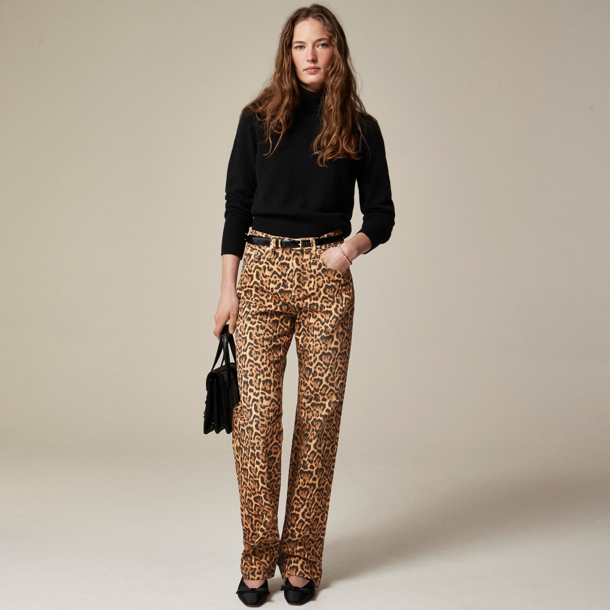 womens Leopard mid-rise slouchy jean in 1984 rigid