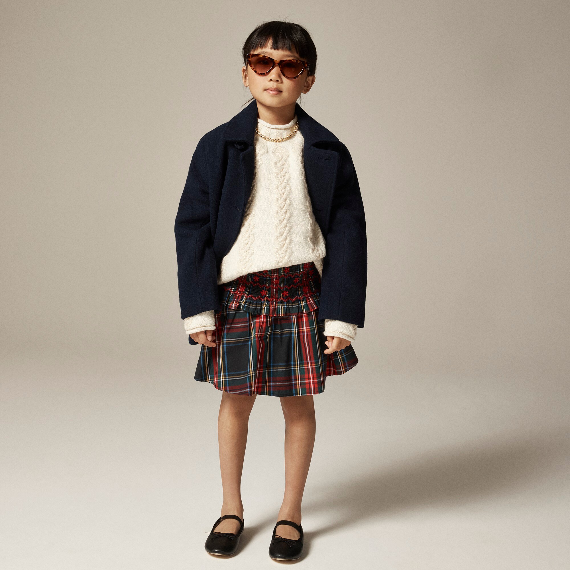 girls Girls' smocked skirt in tartan poplin