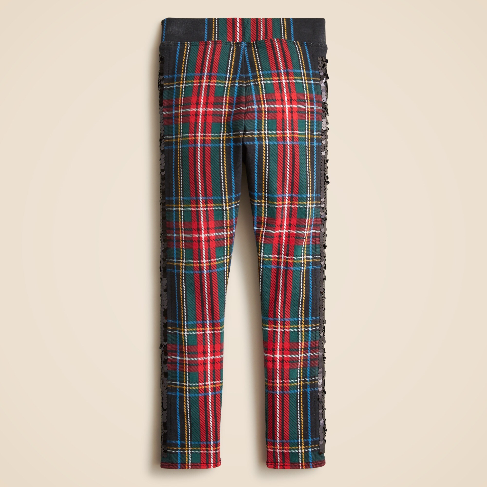 Girls' sequin tux leggings in Stewart tartan