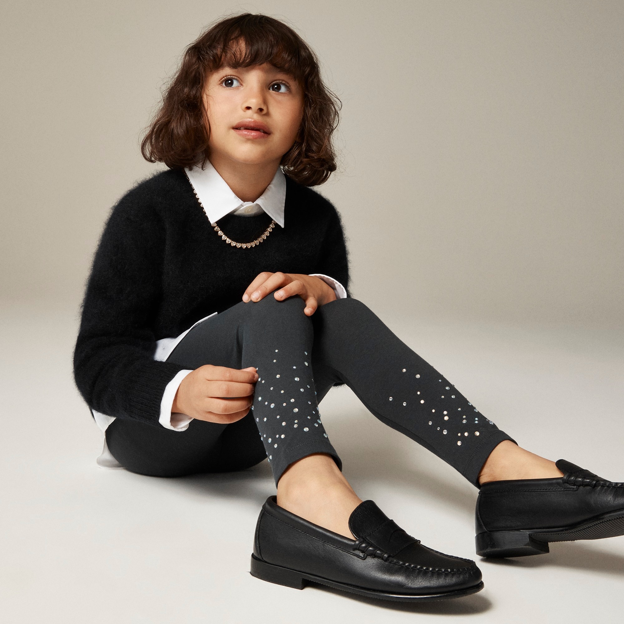  Girls' everyday leggings with hotfix crystals