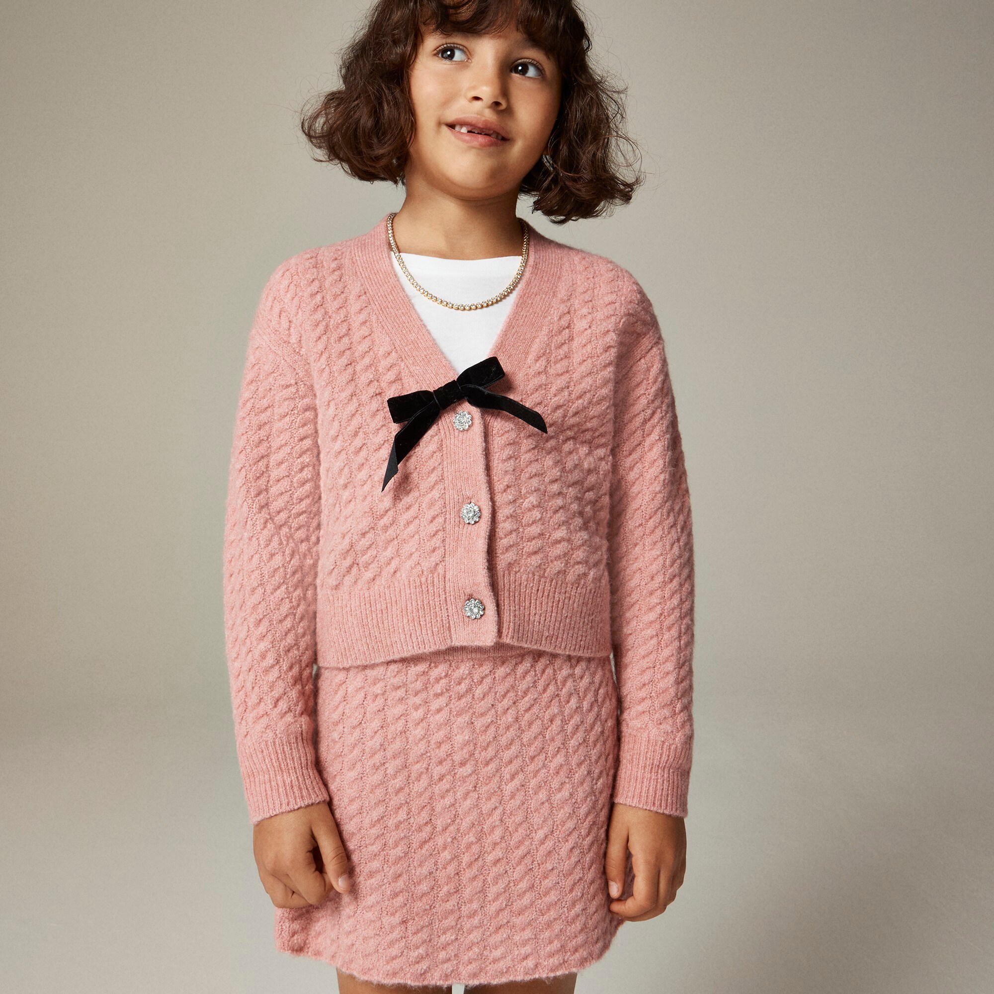 Girls' cable-knit sweater-skirt in Supersoft yarn
