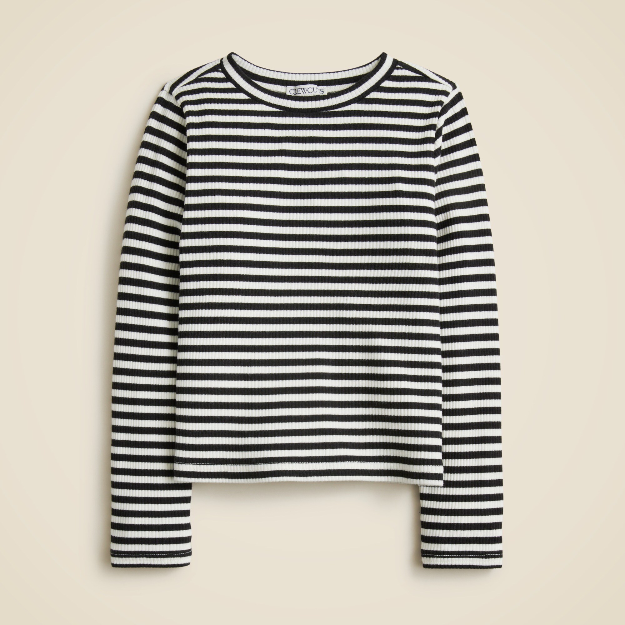 Girls' long-sleeve everyday T-shirt in vintage rib