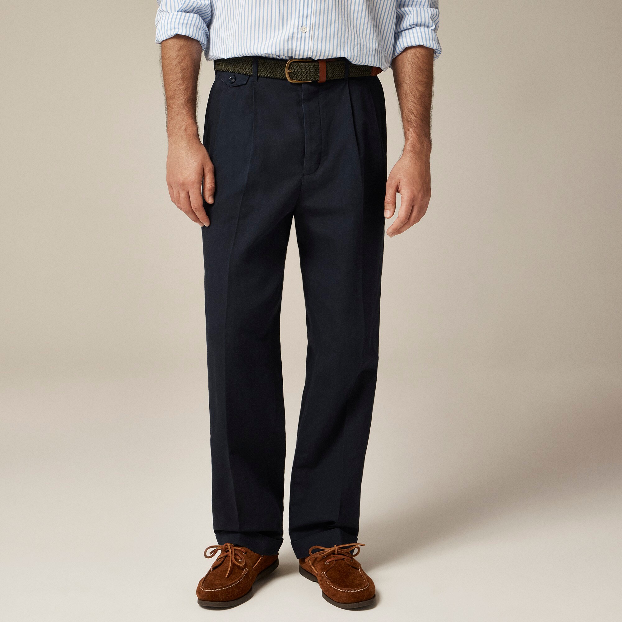  Crosby Classic-fit suit pant in garment-dyed Italian cotton-linen blend