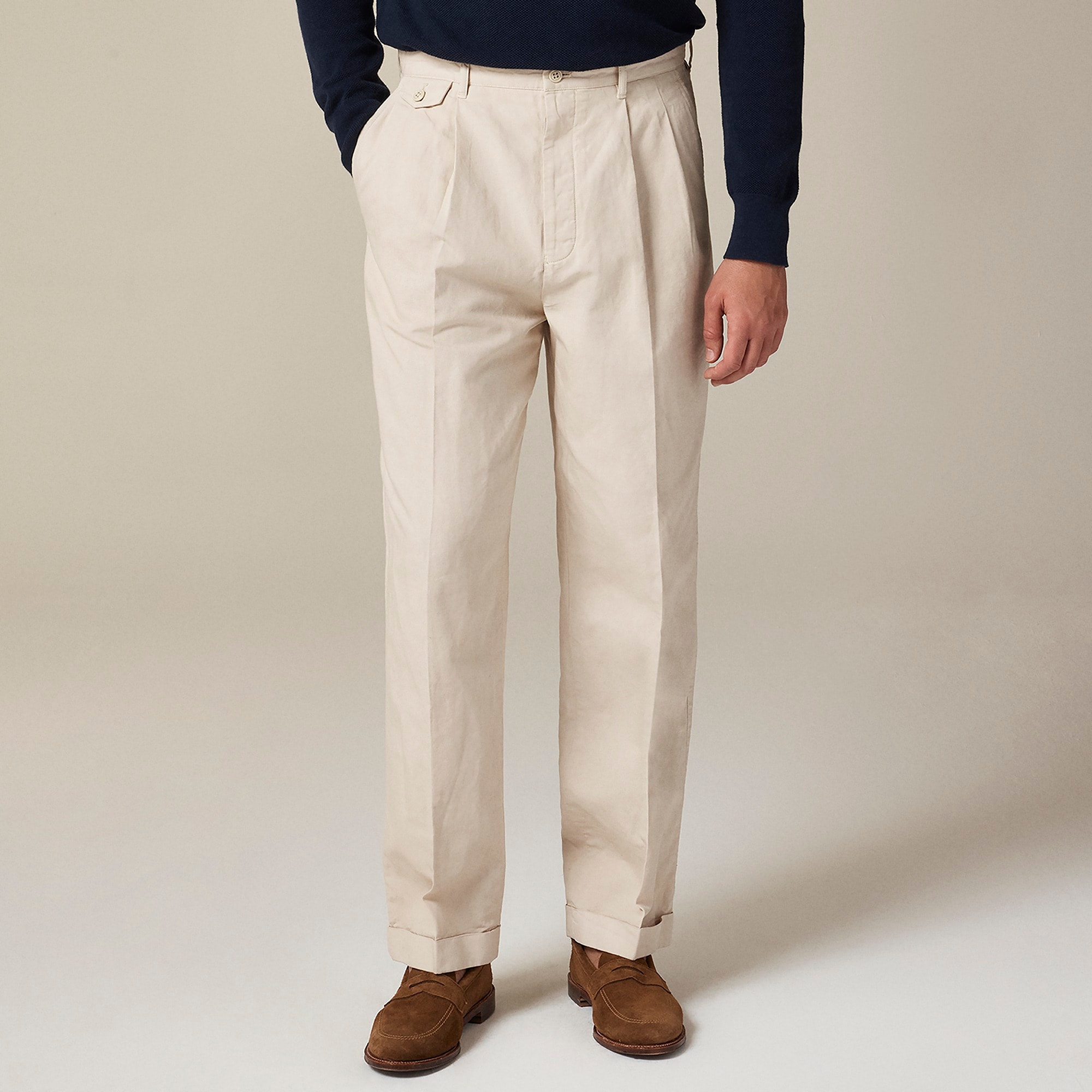mens Crosby Classic-fit suit pant in garment-dyed Italian cotton-linen blend