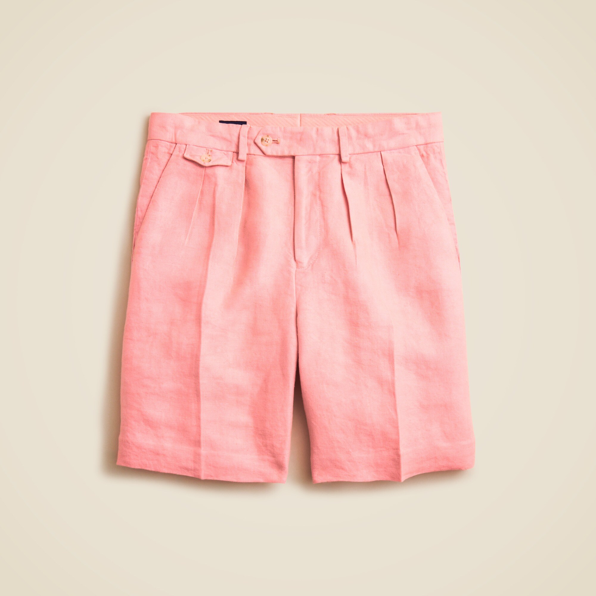 mens Big-fit pleated suit short in Italian linen