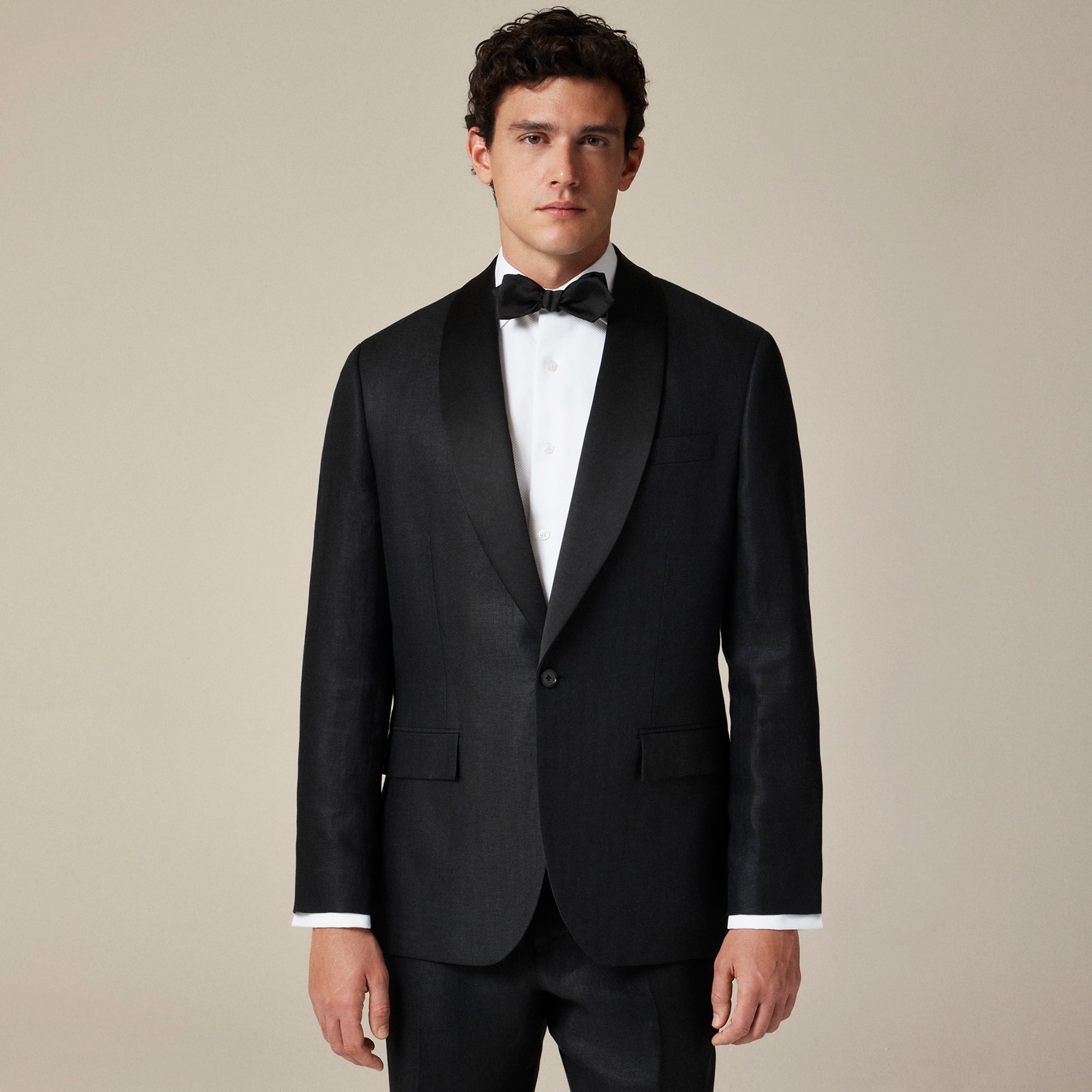 Crosby Classic-fit shawl-collar tuxedo jacket in linen herringbone