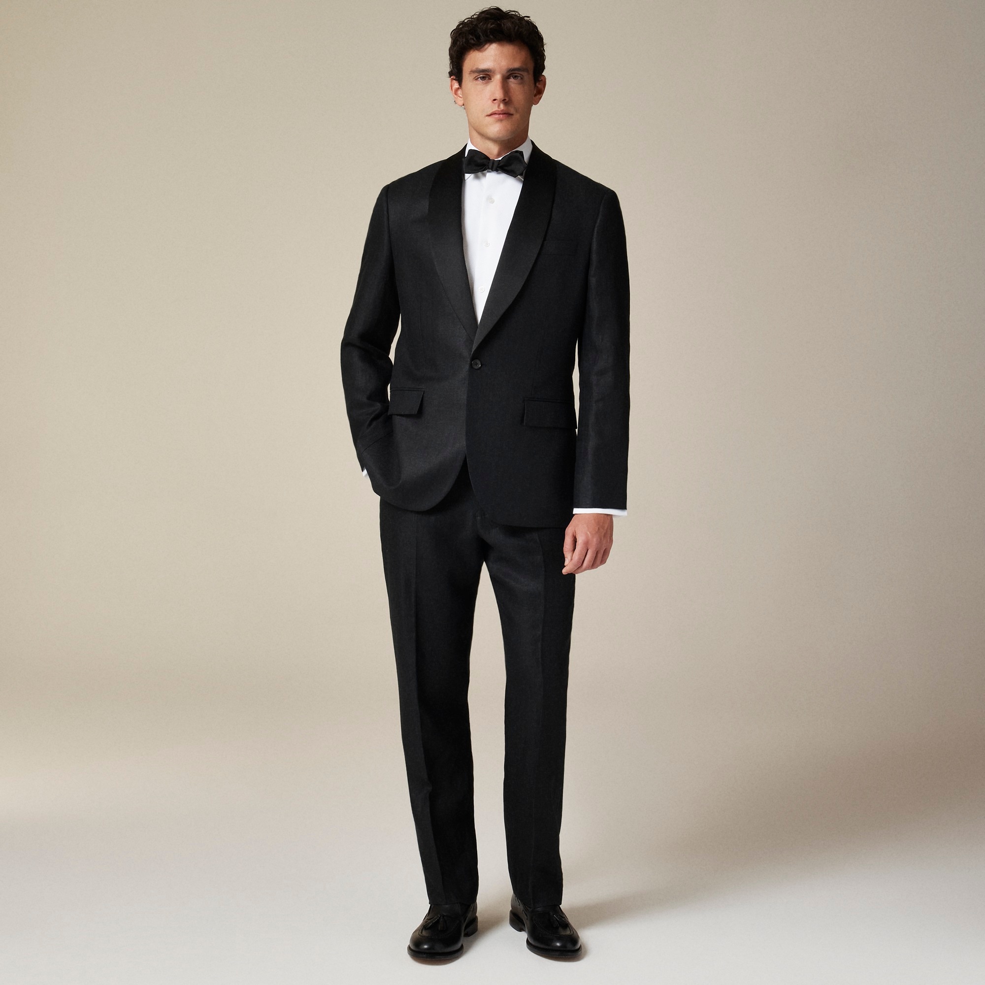 Crosby Classic-fit Shawl-collar Tuxedo Jacket In Linen Herringbone