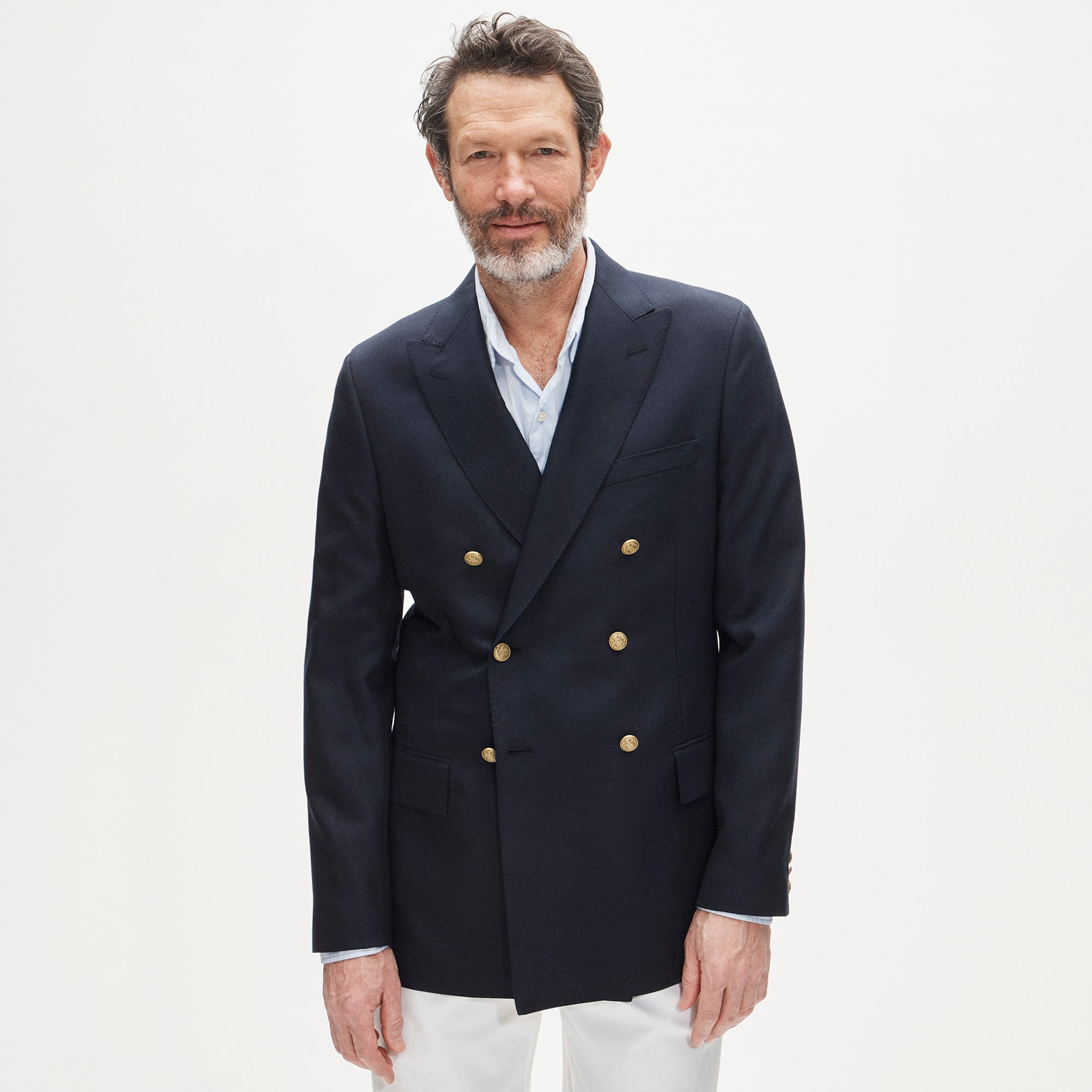 Double-breasted captain's blazer in English wool